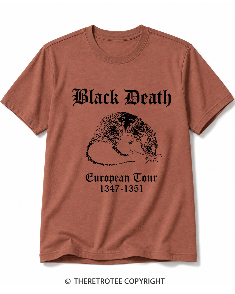 TheRetroTee Black Death European Tour Gothic Horror Cotton T-Shirt