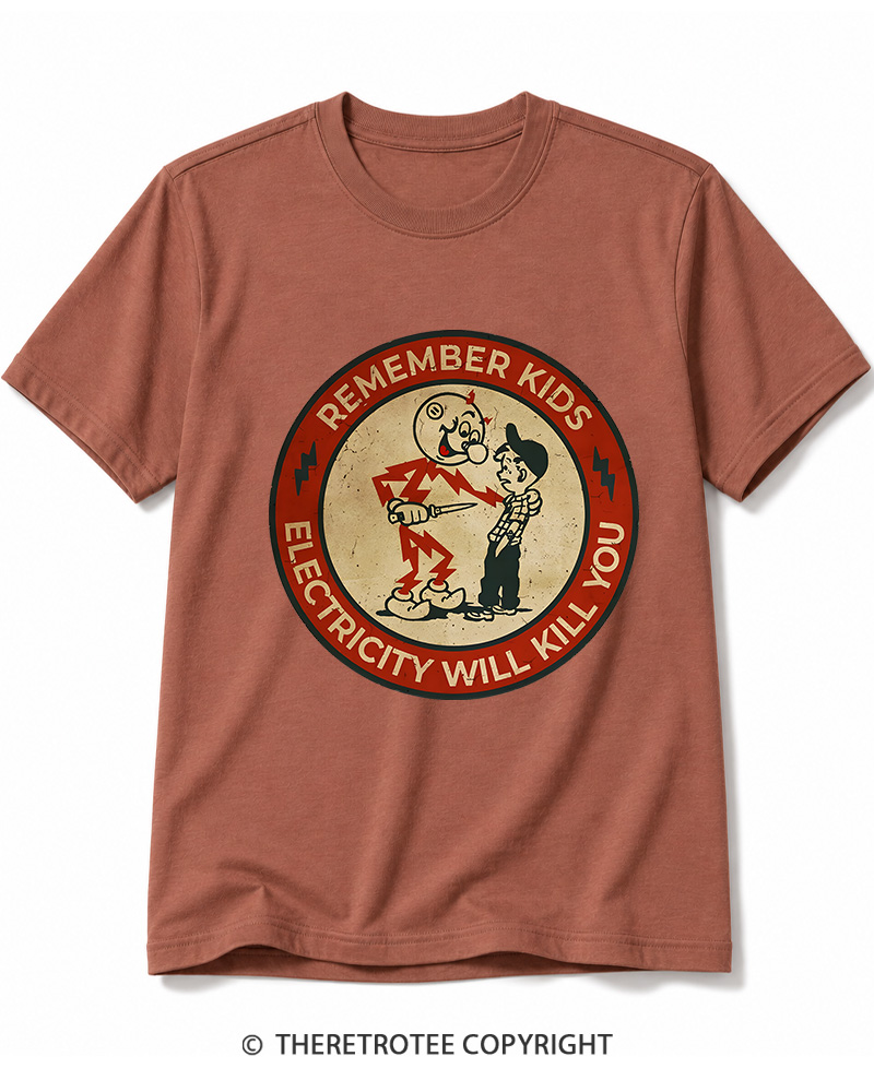TheRetroTee Electricity Will Kill You Kids 1950s Cotton T-Shirt