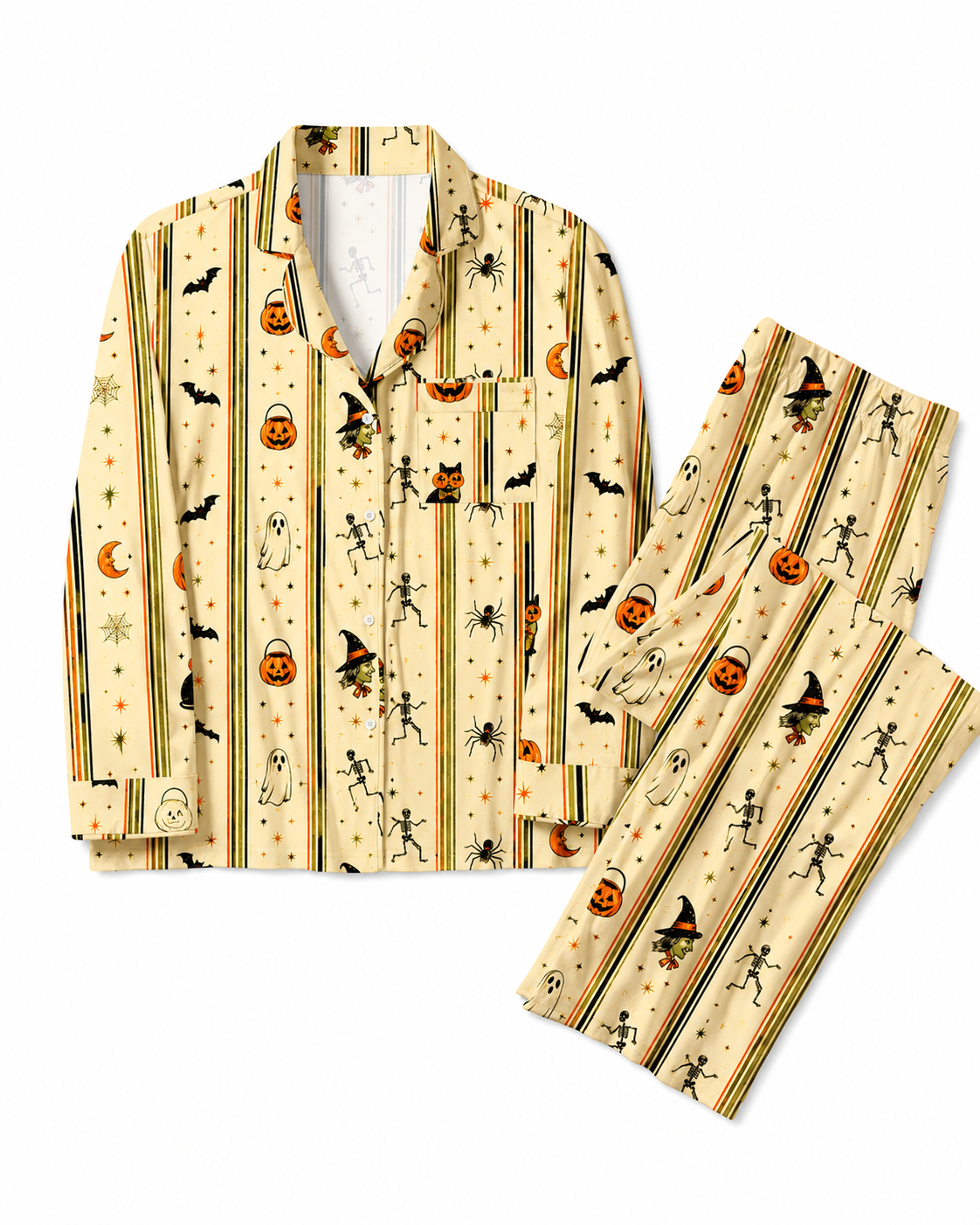TheRetroTee Witchy Skeleton Vintage Pajama Set