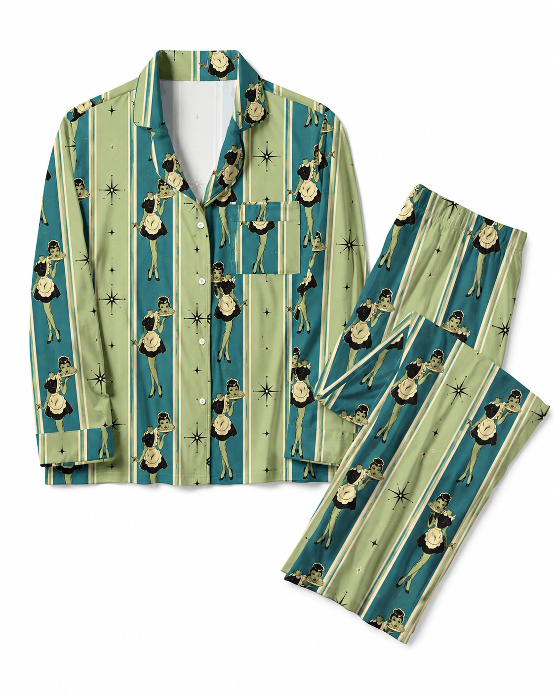 TheRetroTee Zombie Maid Vintage Pajama Set