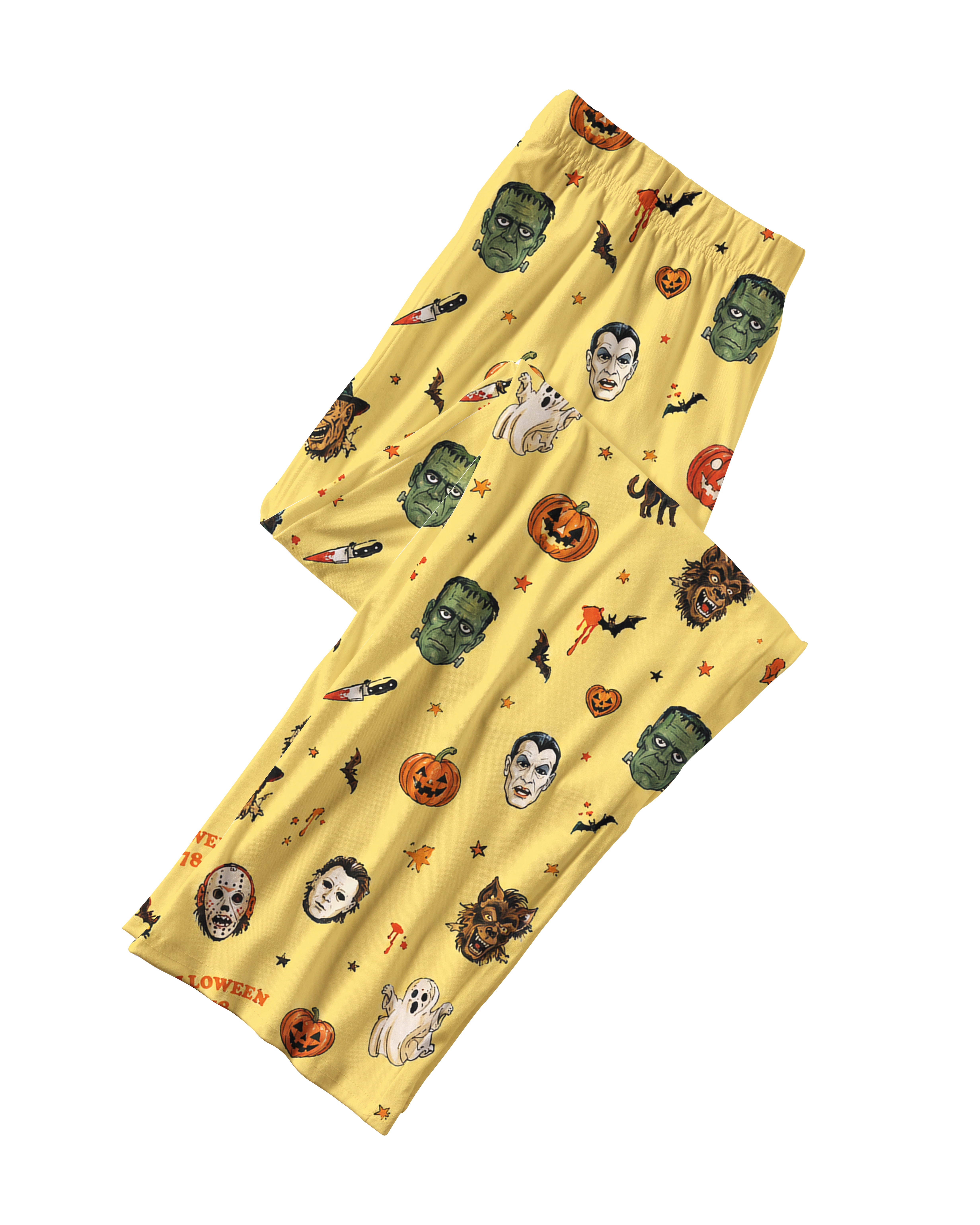 TheRetroTee Yellow Horror Squad Vintage Pajama Set
