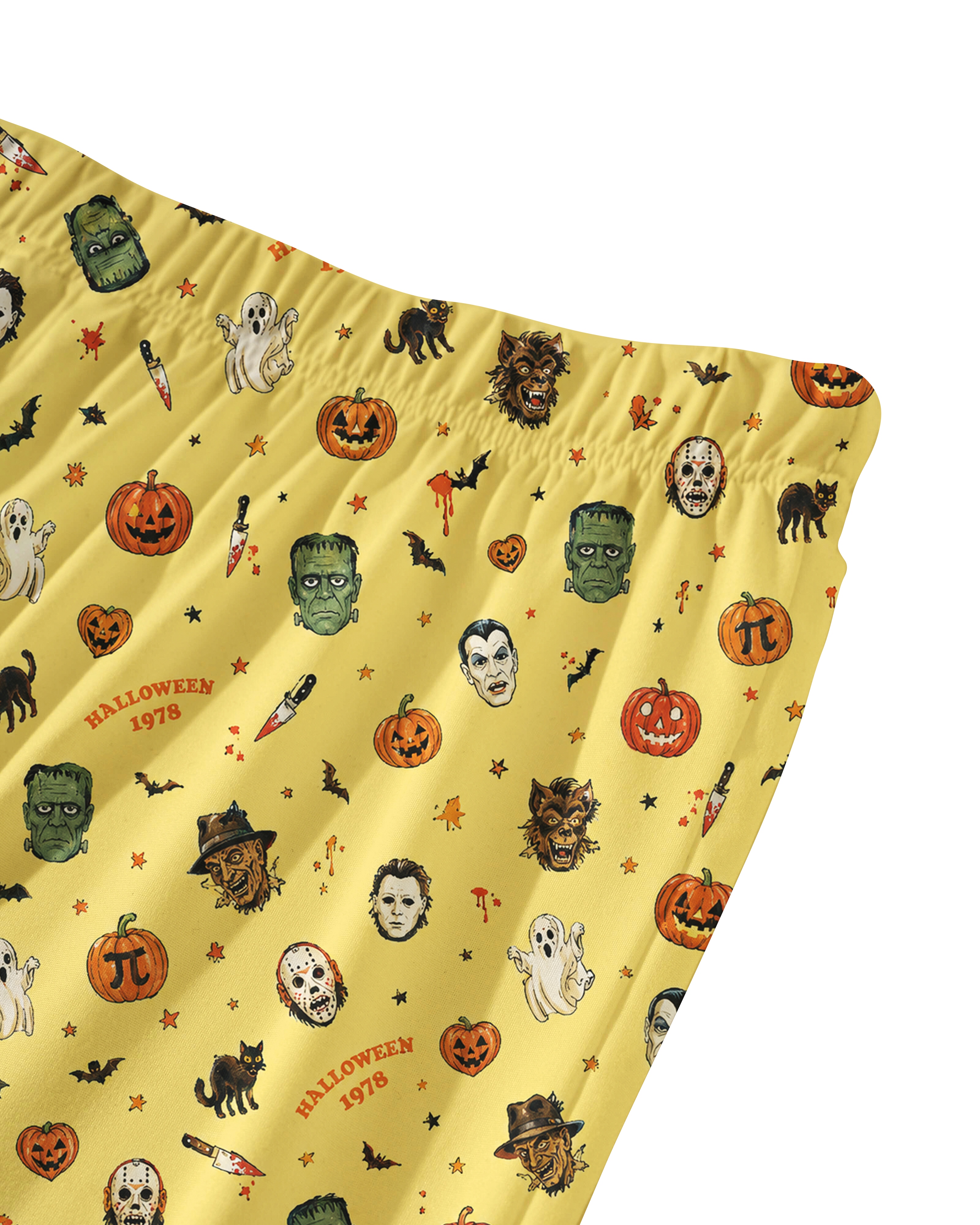 TheRetroTee Yellow Horror Squad Vintage Pajama Set