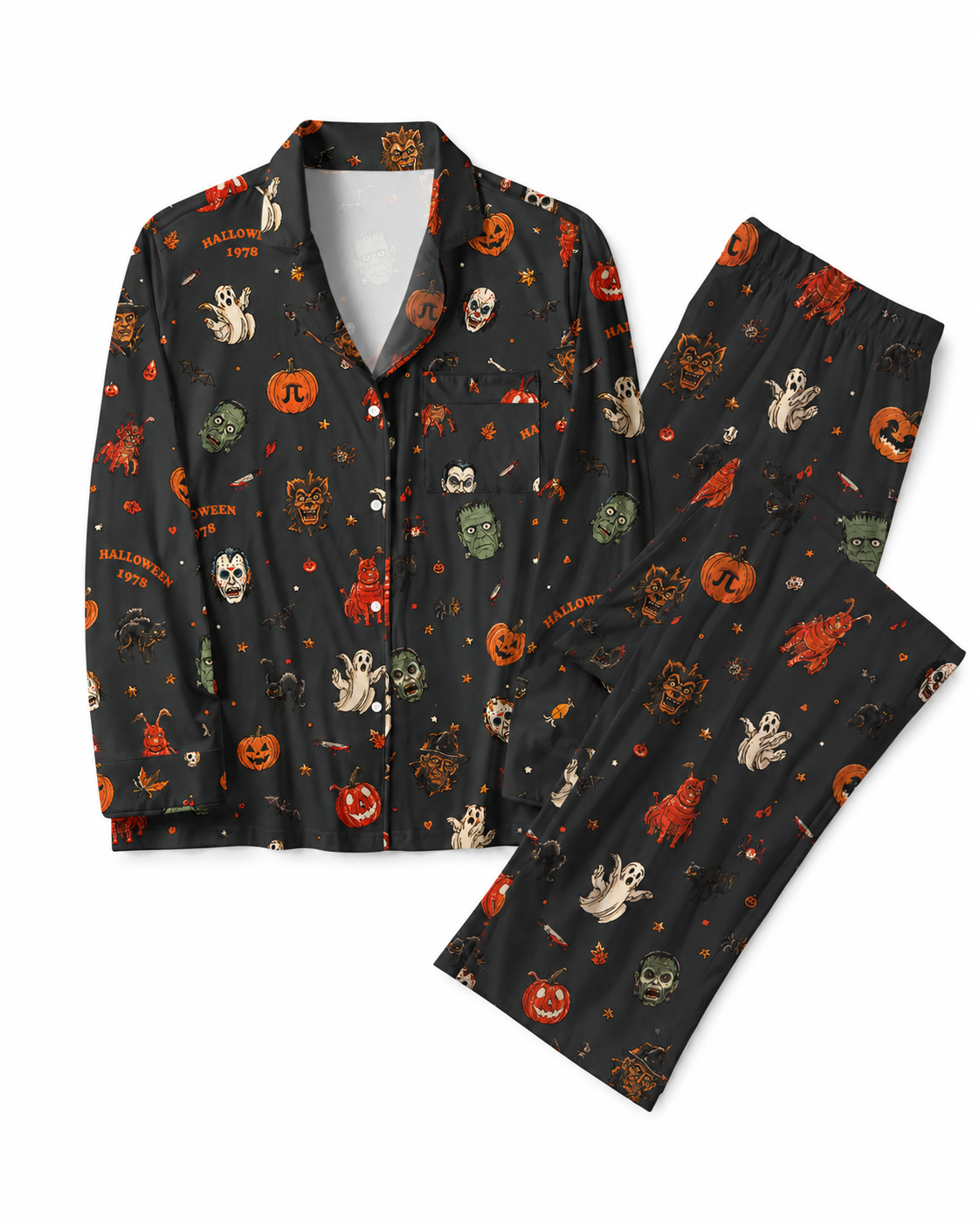 TheRetroTee Black Horror Gang Vintage Pajama Set