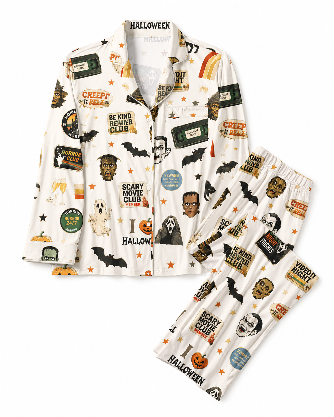 TheRetroTee Horror Movie Club Vintage Pajama Set