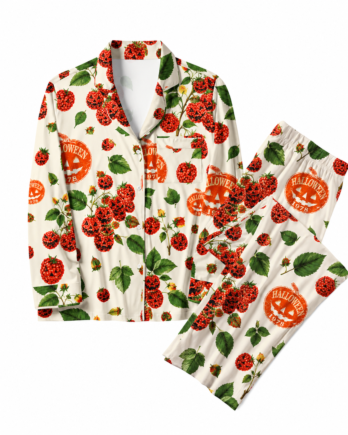 TheRetroTee Raspberry Halloween Vintage Pajama Set