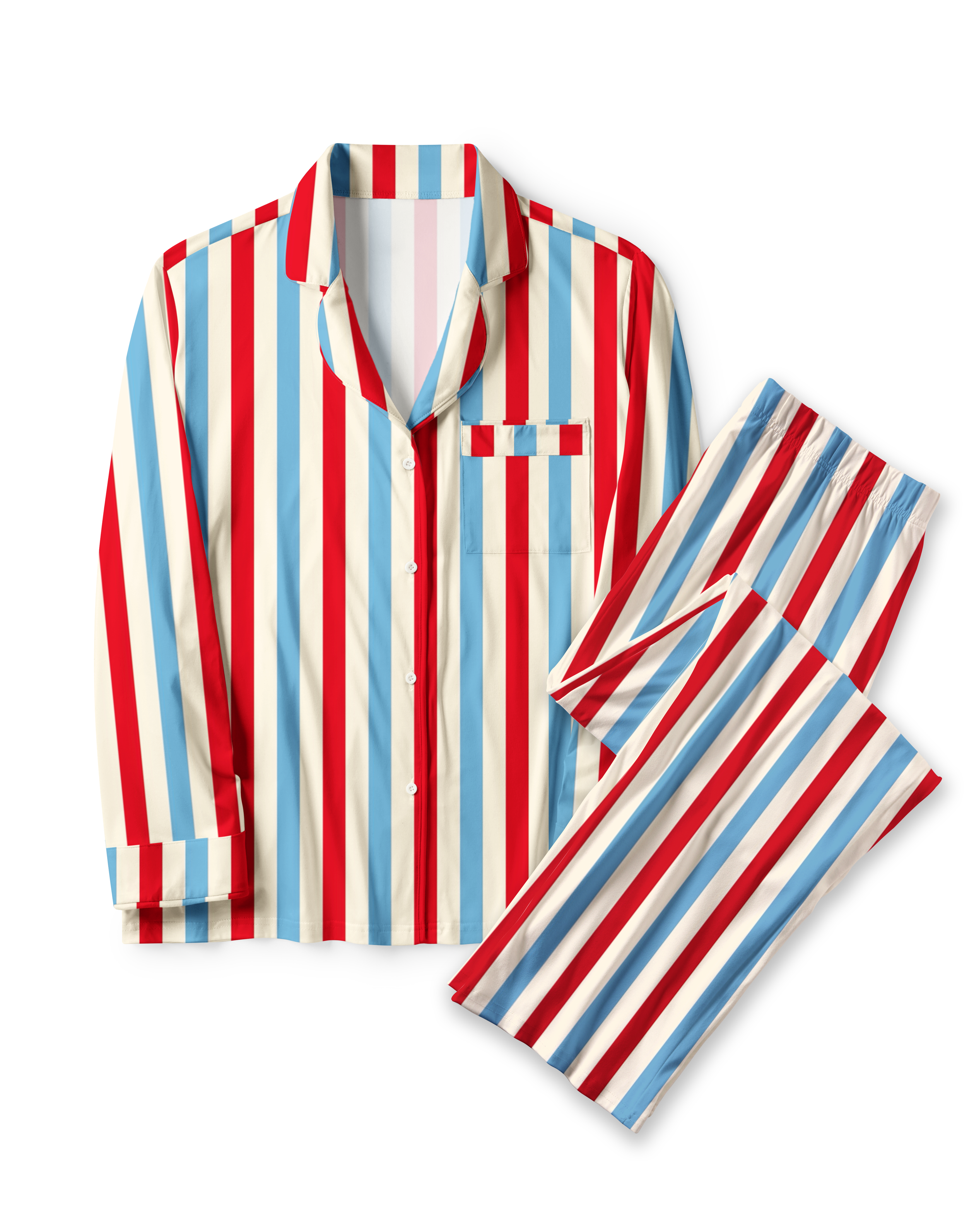 TheRetroTee Red Blue Stripe Vintage Pajama Set