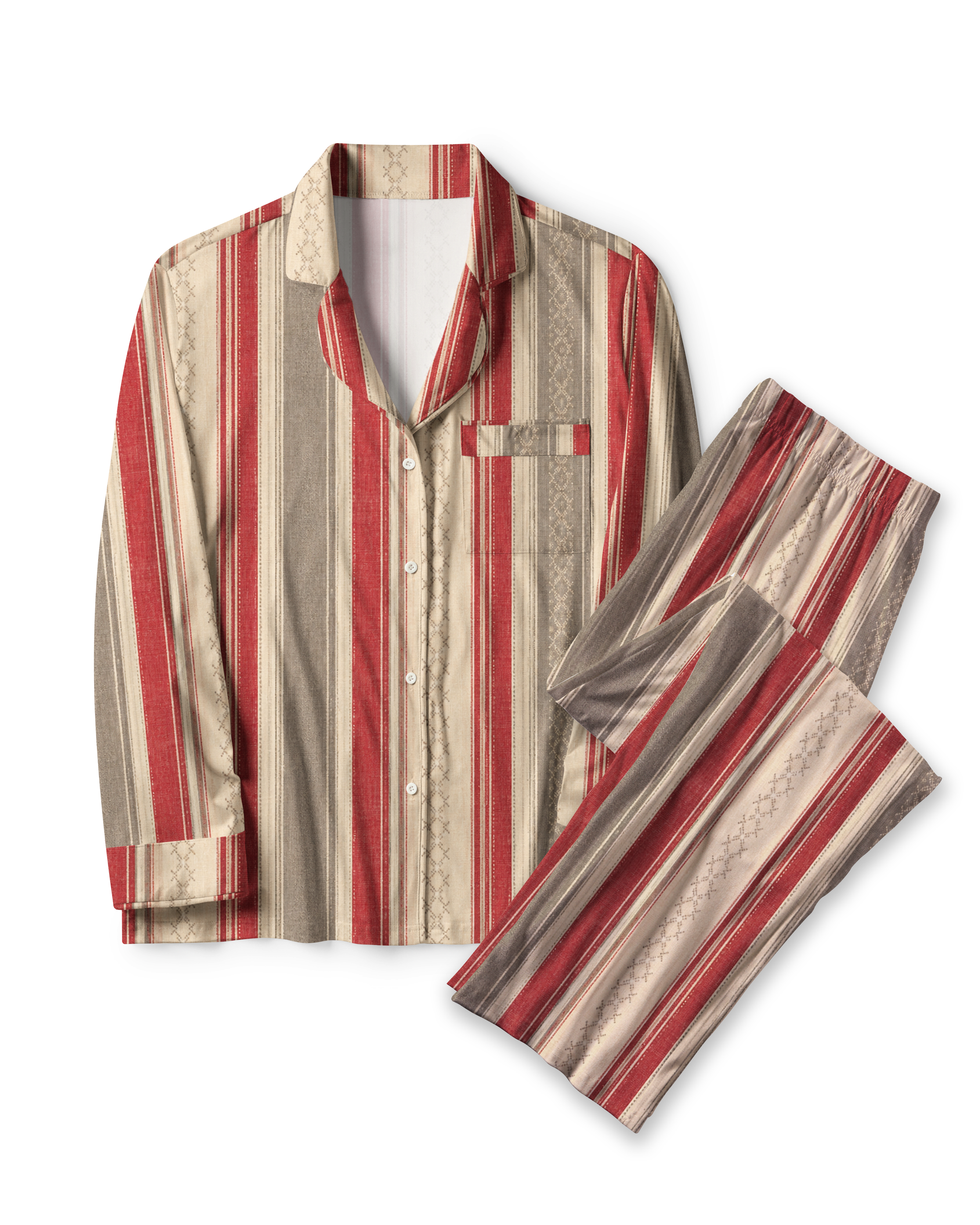 TheRetroTee Farm house Stripe Vintage Pajama Set