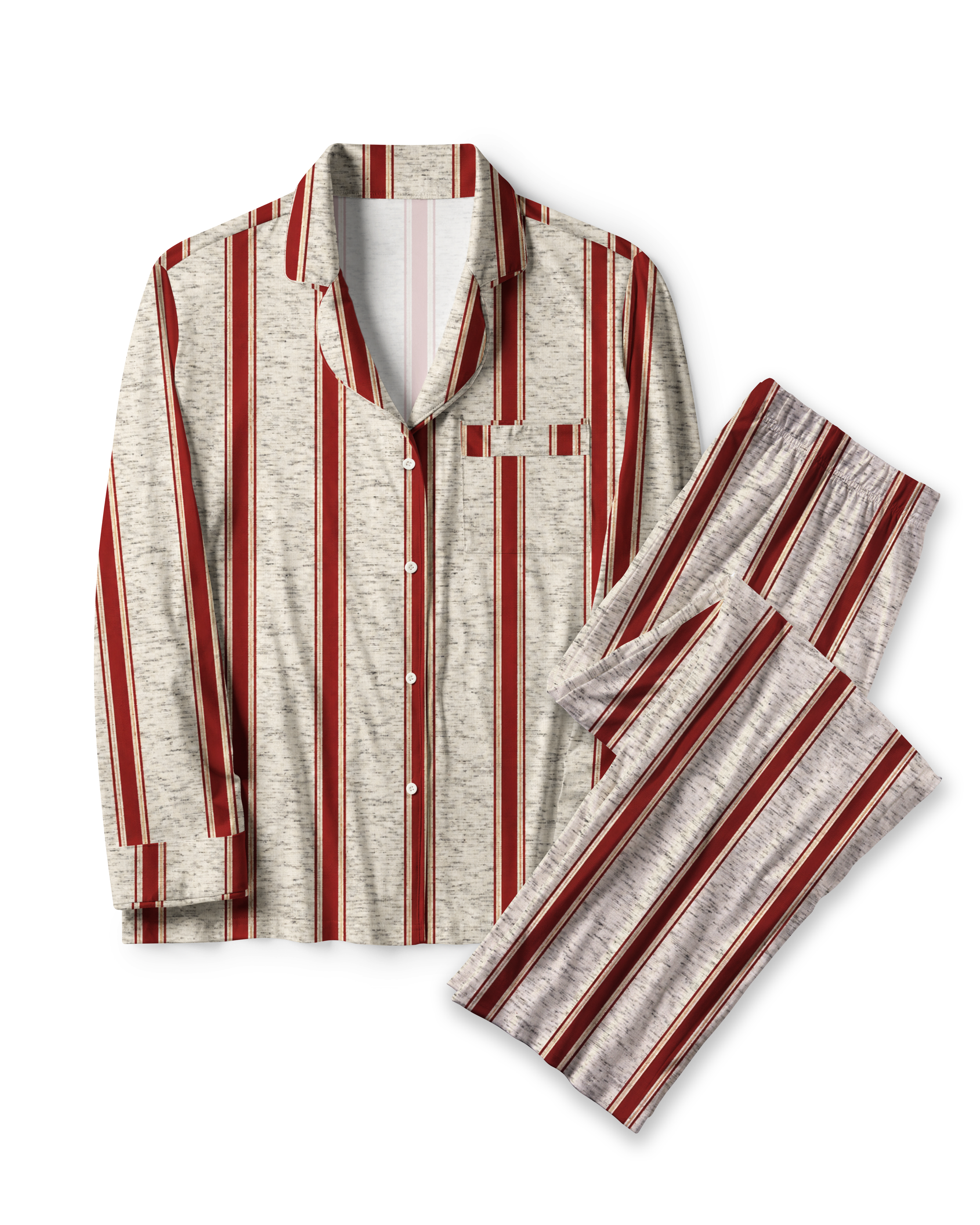 TheRetroTee Heather Red Stripe Vintage Pajama Set