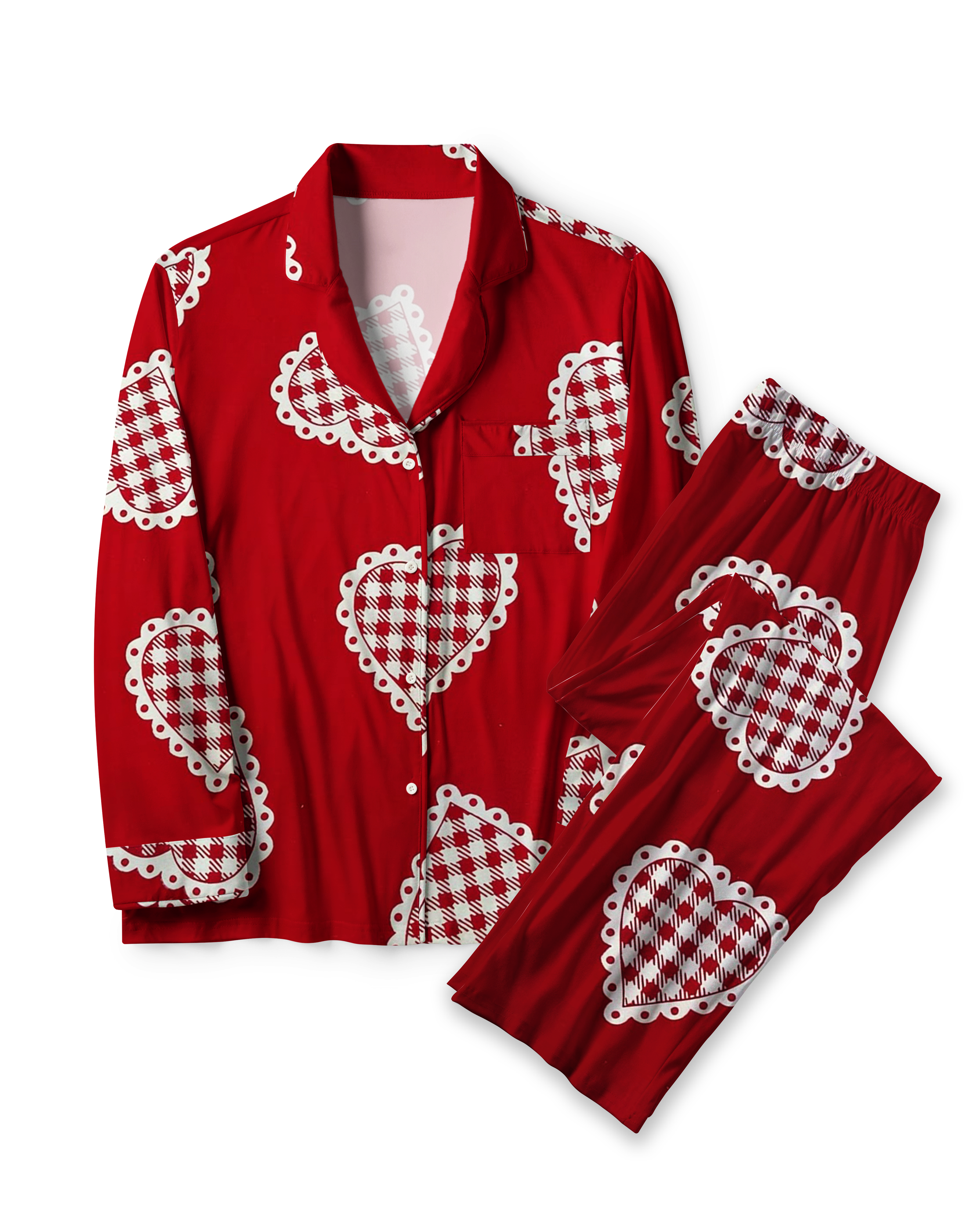 TheRetroTee Retro Valentine Heart Vintage Pajama Set
