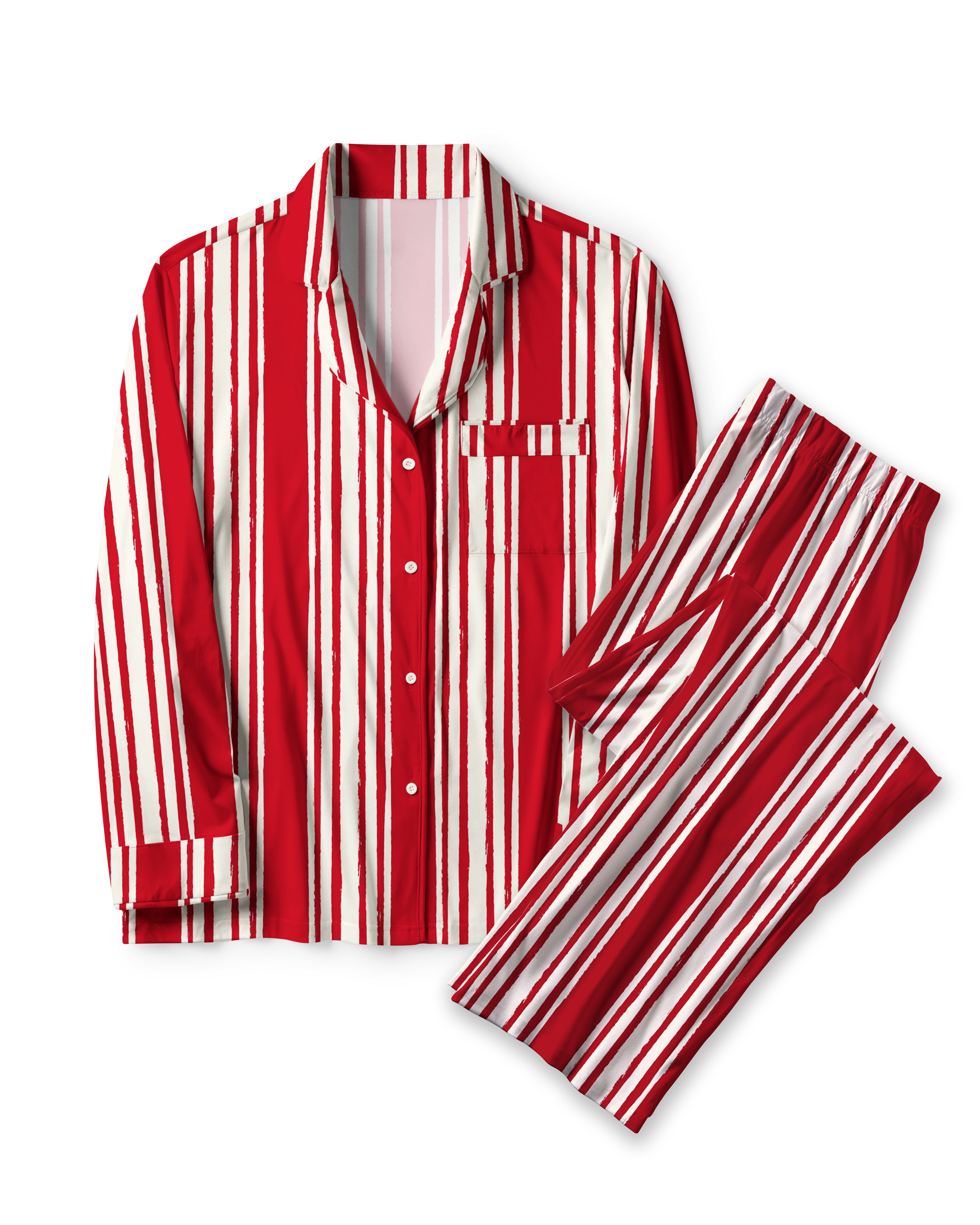 TheRetroTee Forest Cream Stripe Vintage Pajama Se