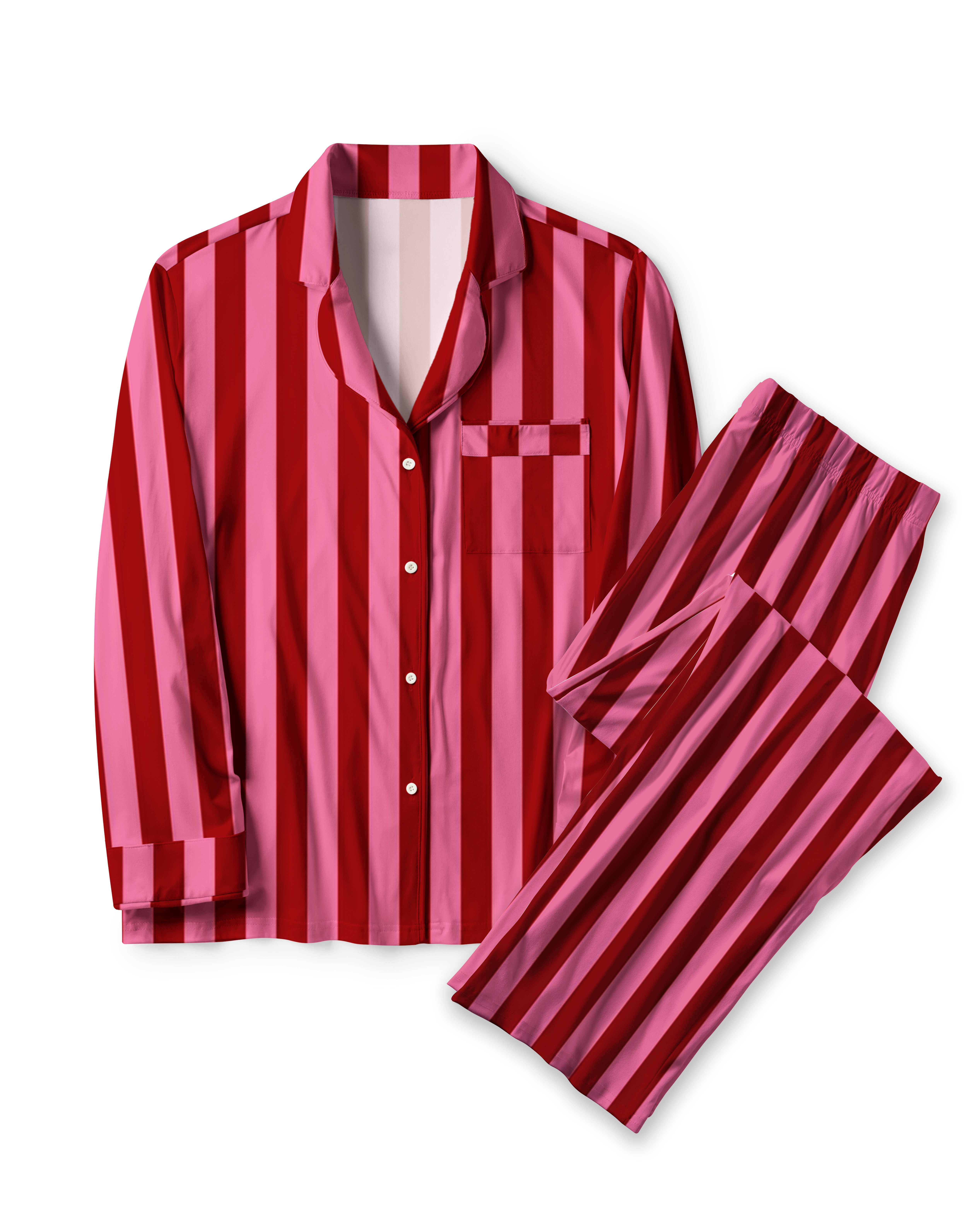 TheRetroTee Pink Red Candy Stripe Vintage Pajama Set