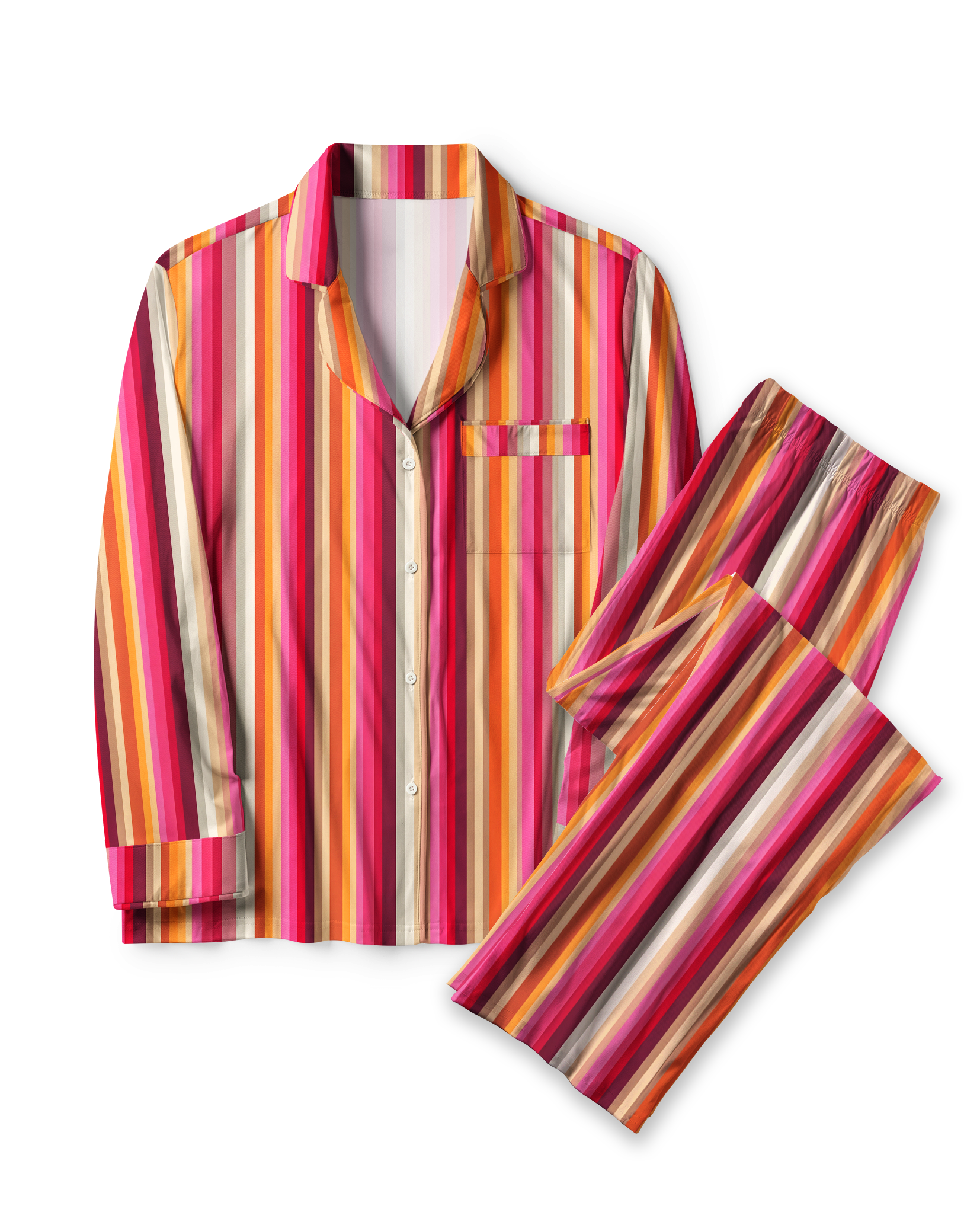 TheRetroTee Retro Sunset Stripe Vintage Pajama Set