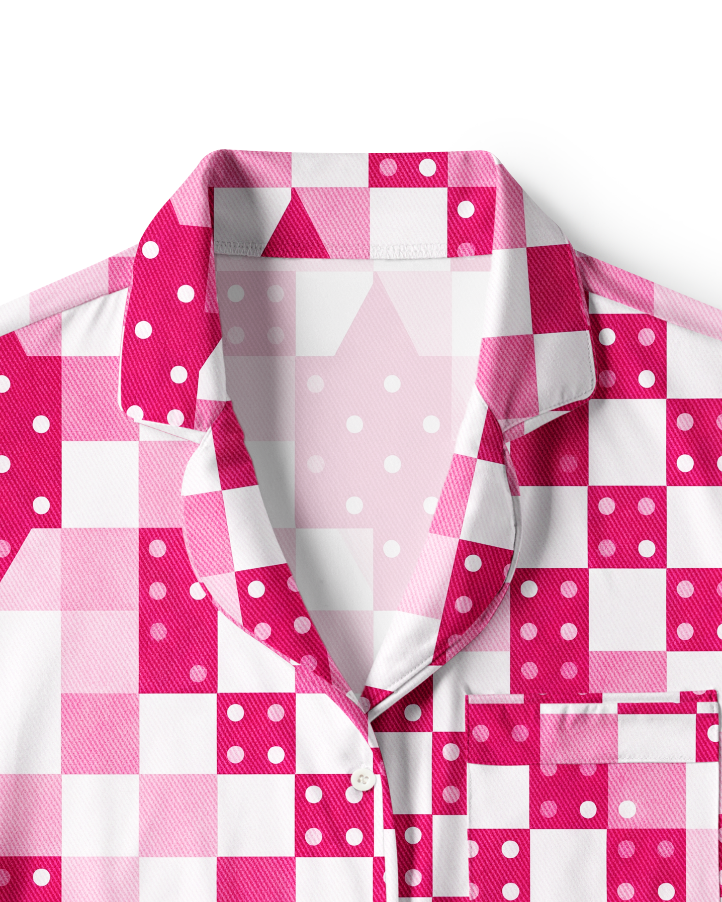 TheRetroTee Hot Pink Dot Checker Vintage Pajama Set