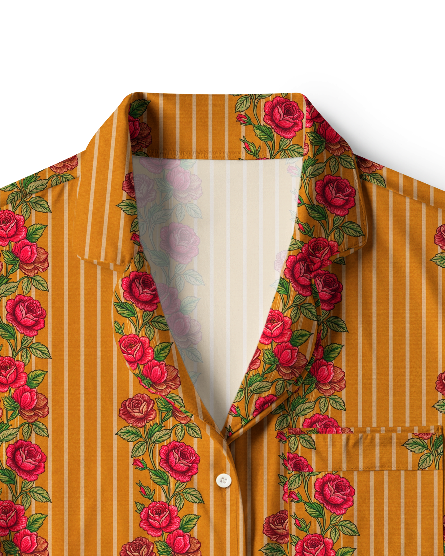 TheRetroTee Ochre Rose Stripe Vintage Pajama Set
