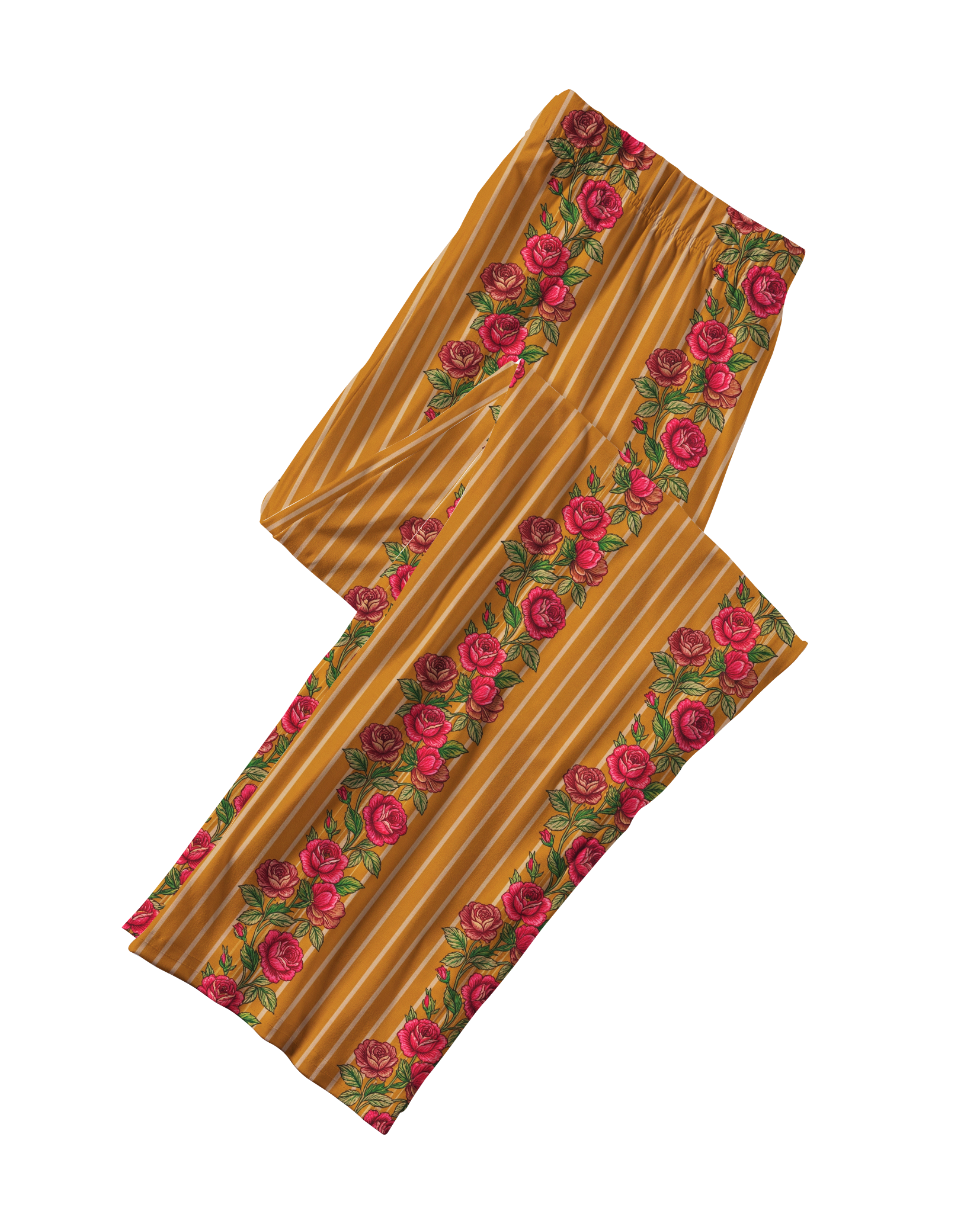 TheRetroTee Ochre Rose Stripe Vintage Pajama Set