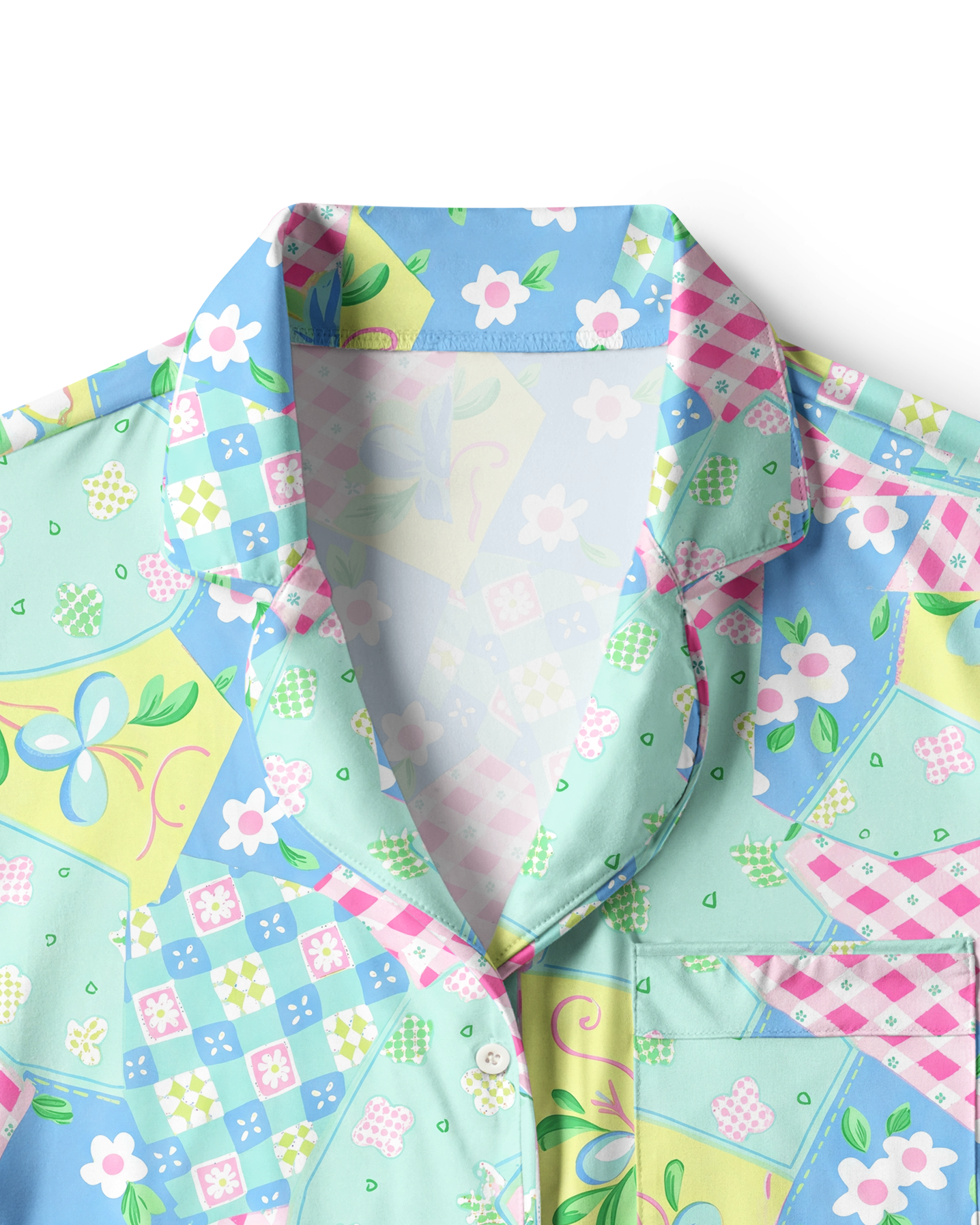 TheRetroTee Pastel Quilt Patchwork Vintage Pajama Set