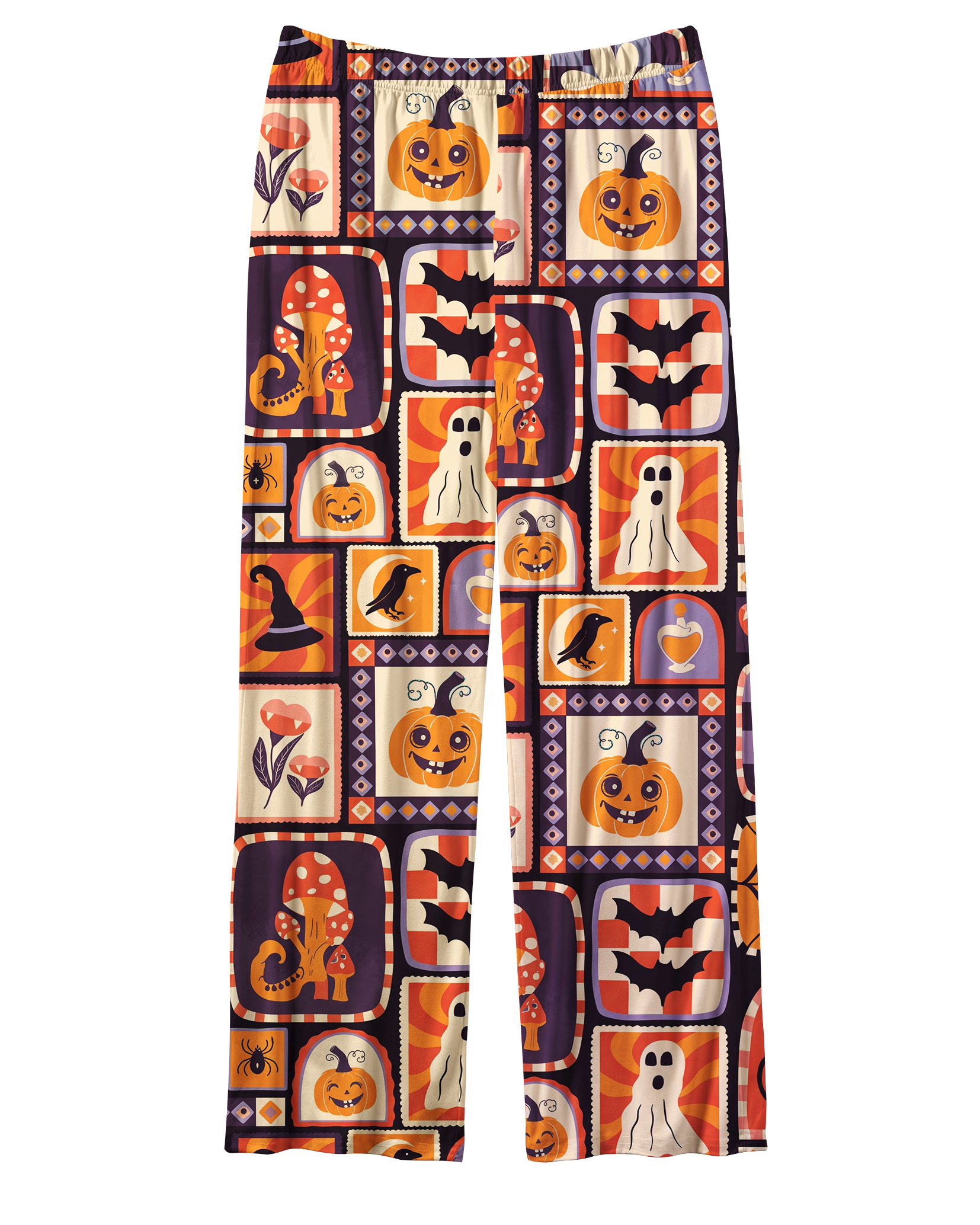TheRetroTee Halloween Stamp Collage Vintage Pajama Set