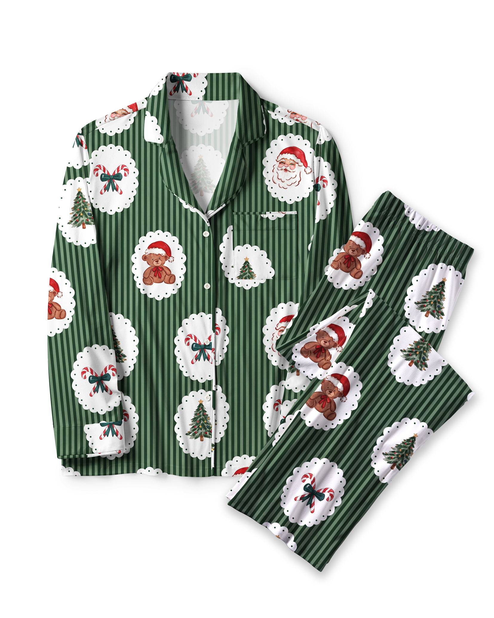 TheRetroTee Doily Christmas Vintage Pajama Set