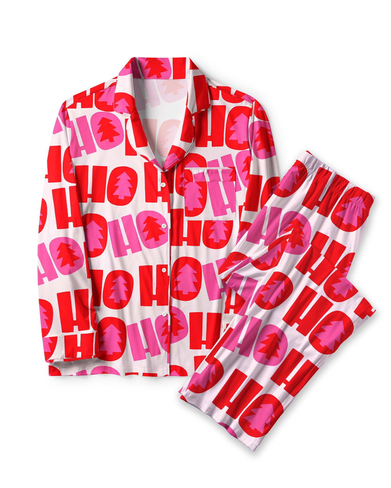 TheRetroTee Pink HoHoHoliday Vintage Pajama Set