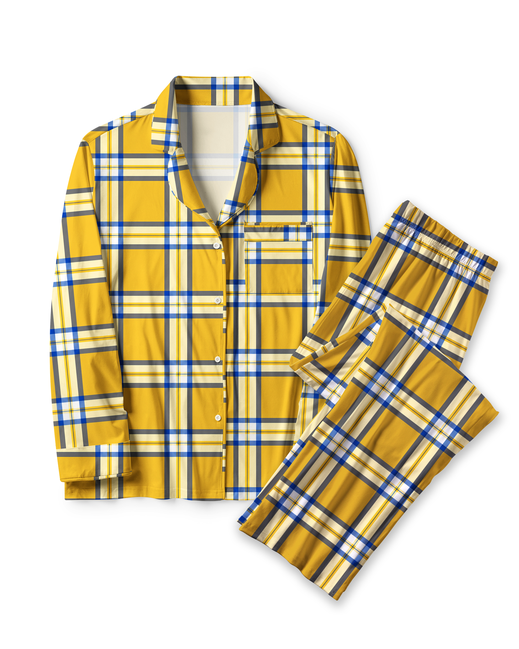 TheRetroTee Golden Yellow Tartan Vintage Pajama Set