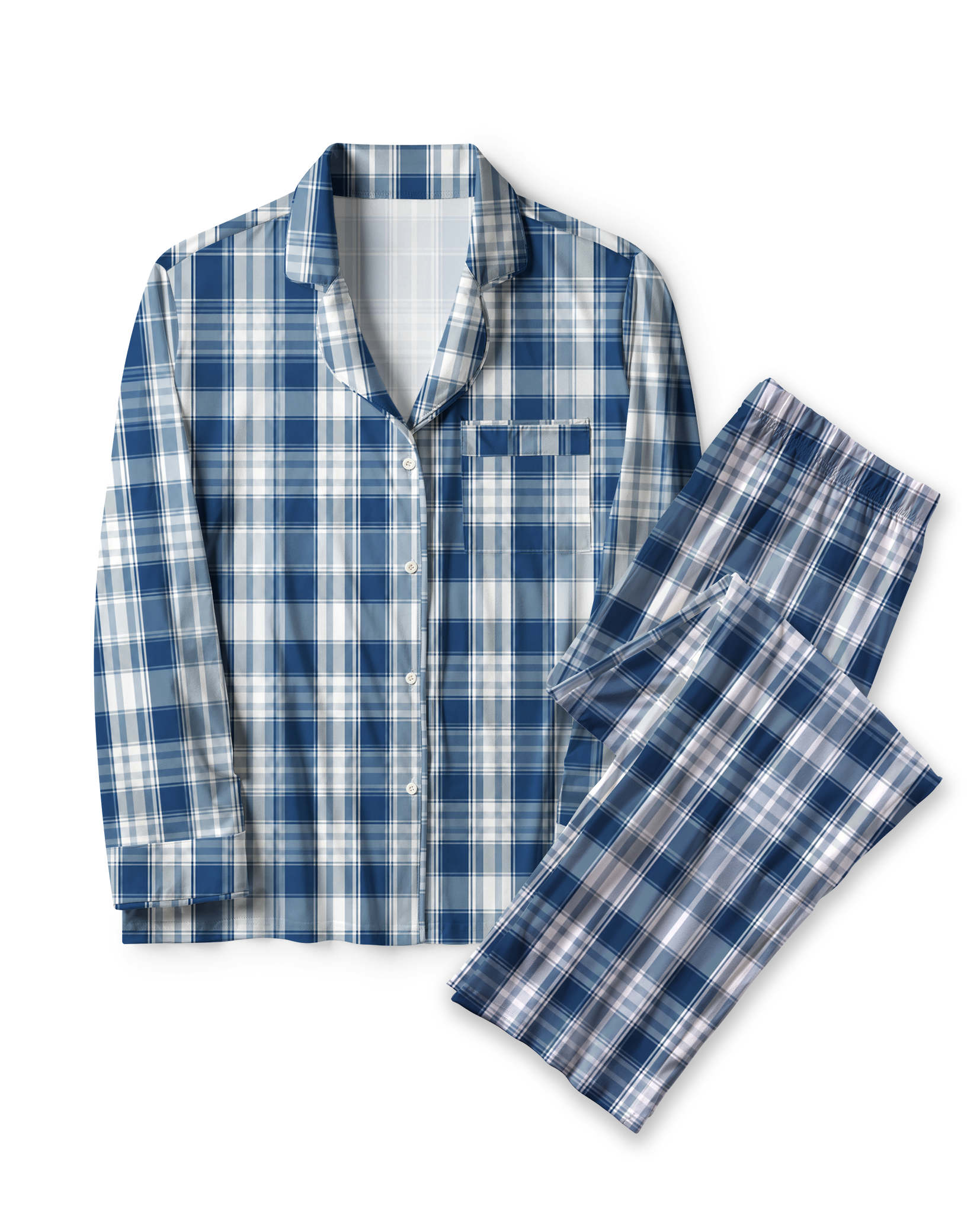 TheRetroTee Ocean Blue Tartan Vintage Pajama Set