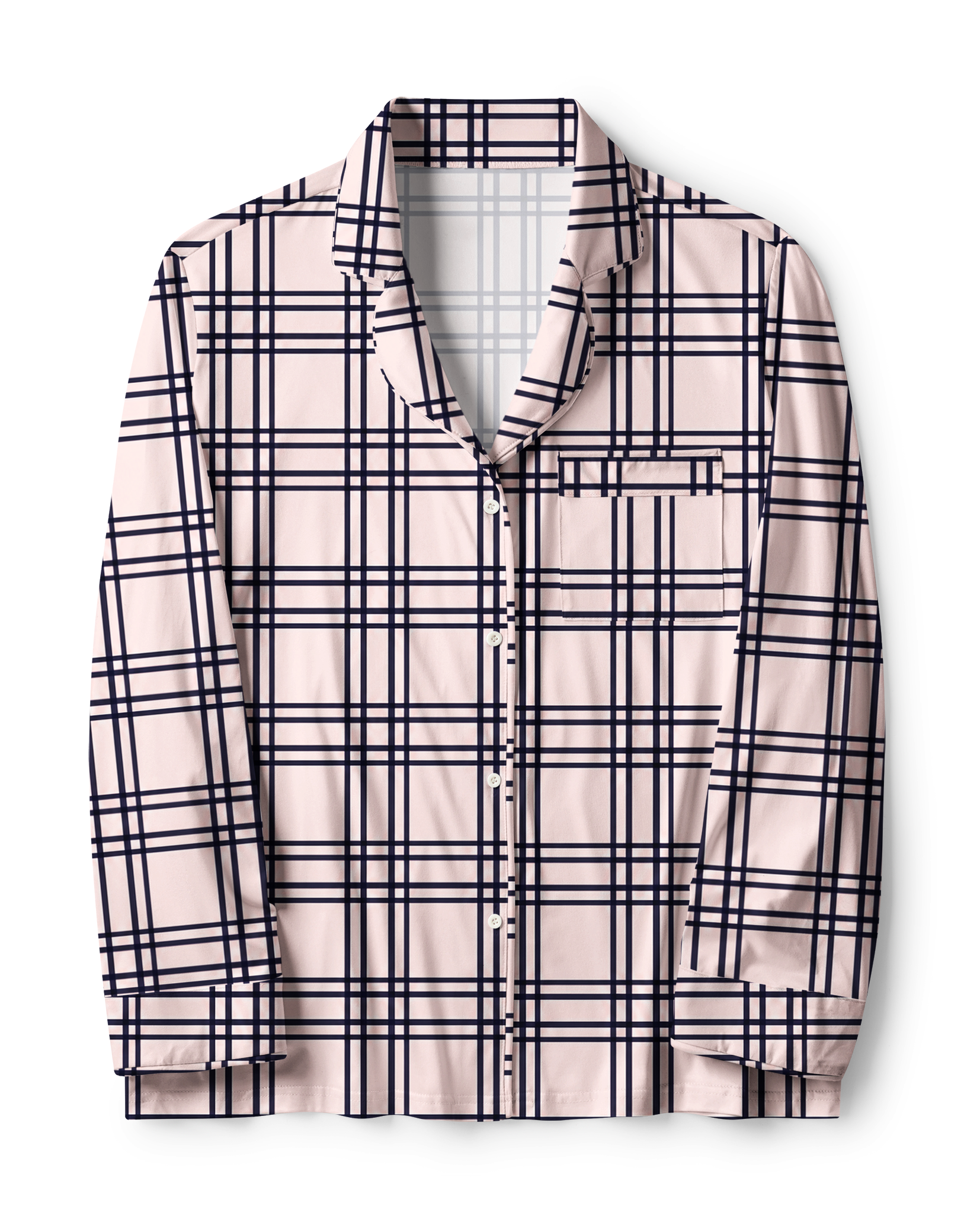 TheRetroTee Blush Navy Grid Vintage Pajama Set