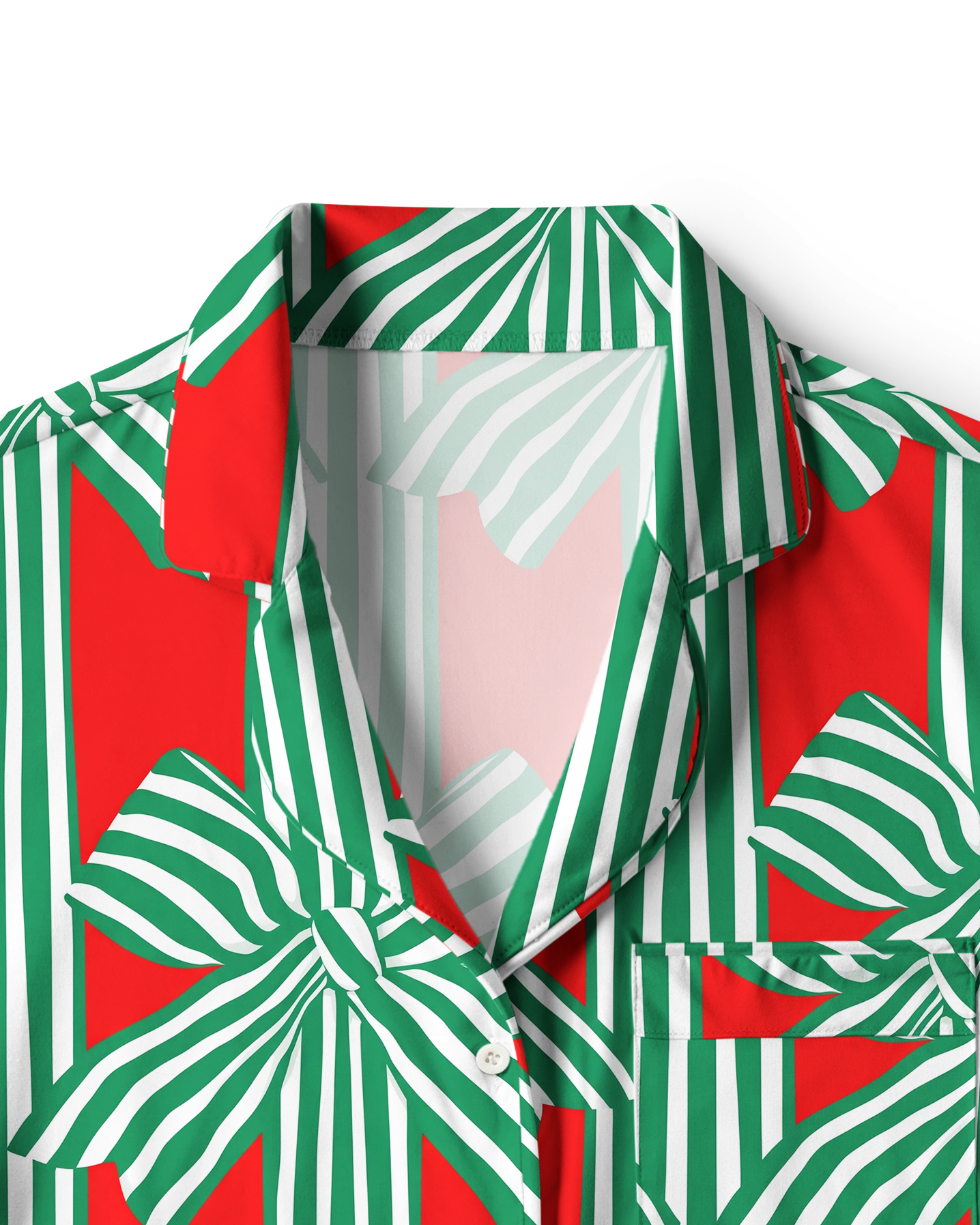 TheRetroTee Xmas Bow Gift Stripe Vintage Pajama Set
