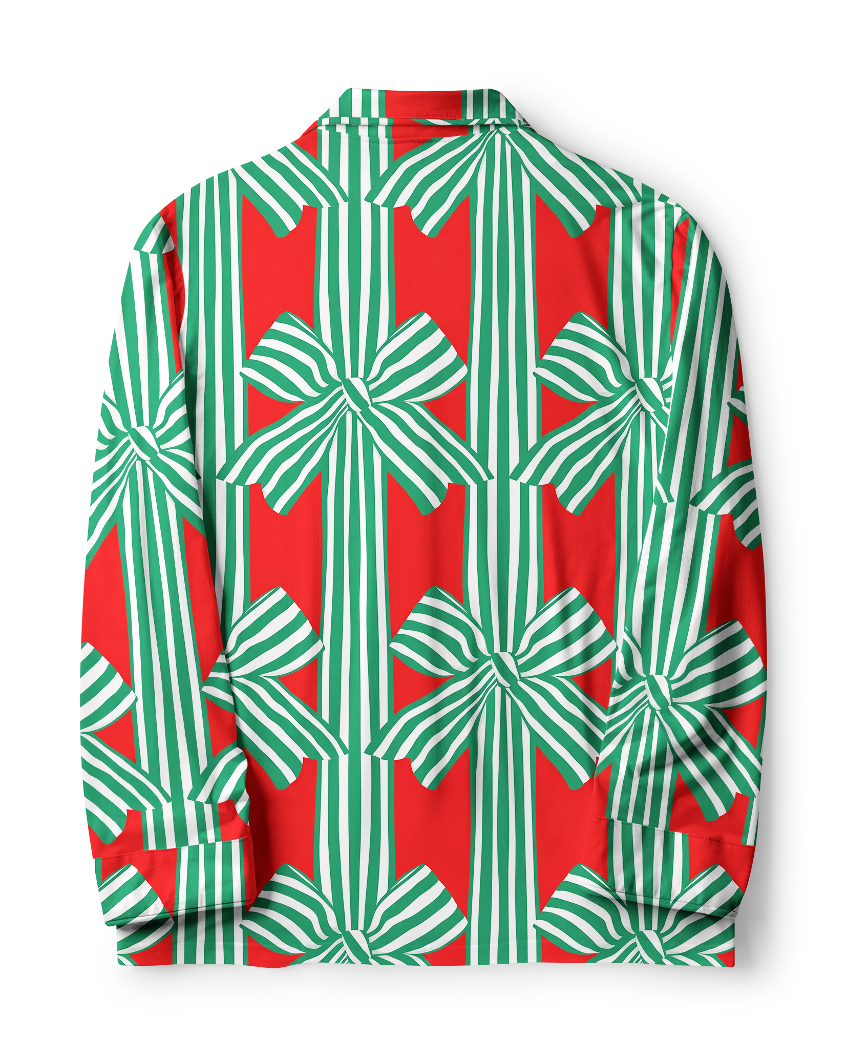 TheRetroTee Xmas Bow Gift Stripe Vintage Pajama Set