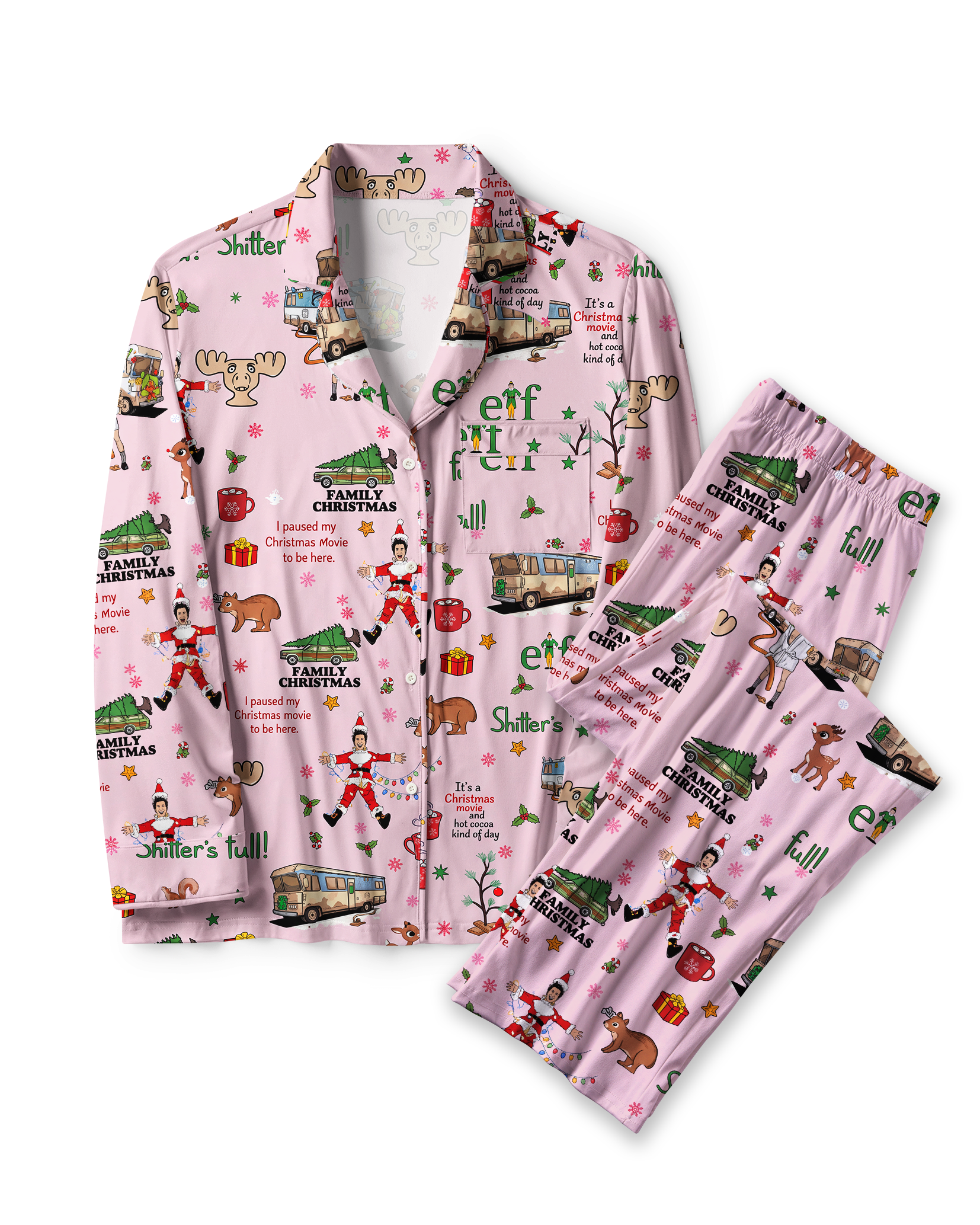 TheRetroTee Pink Movie Collage Vintage Pajama Set