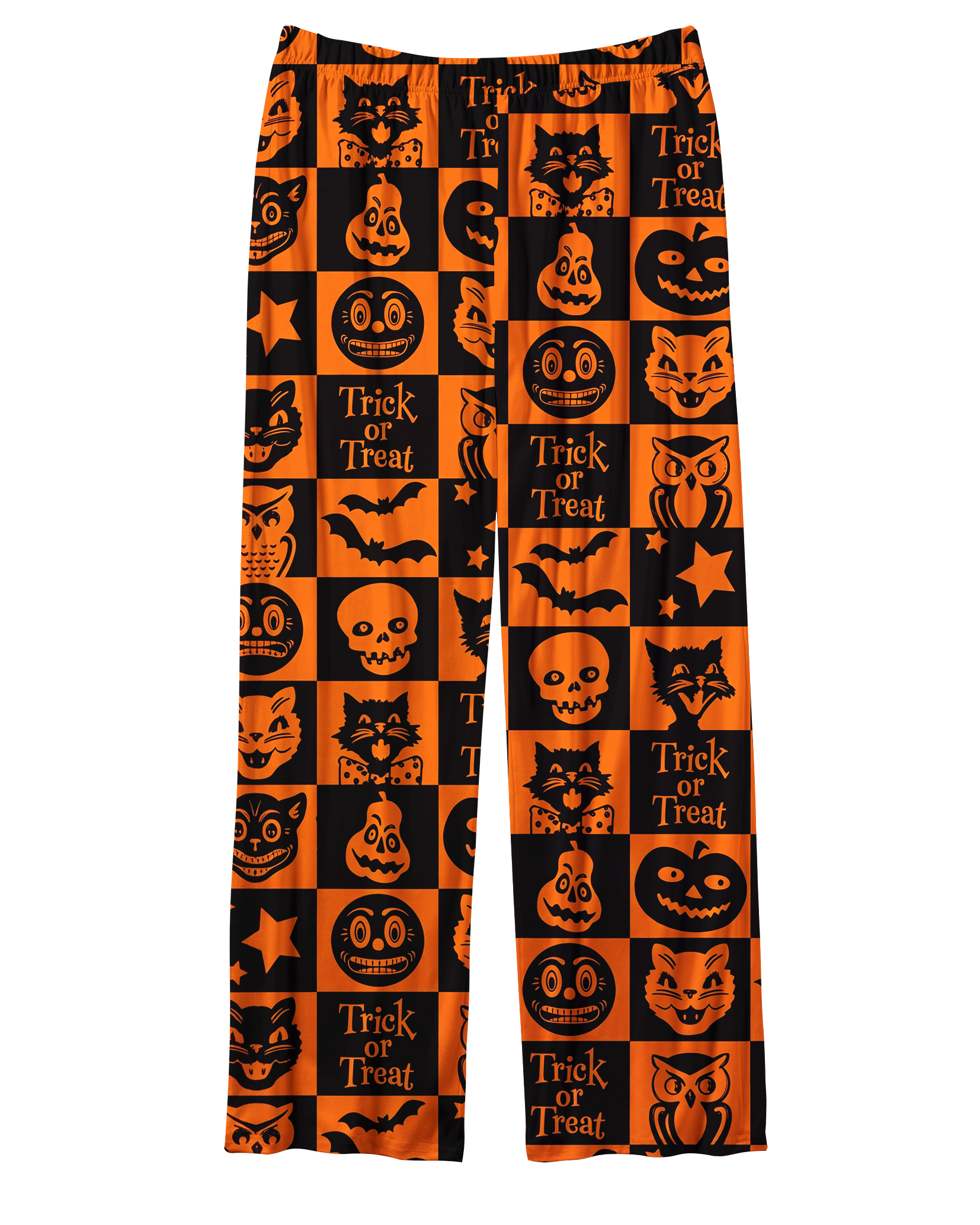 TheRetroTee Retro Checker Halloween Silhouette Vintage Pajama Set