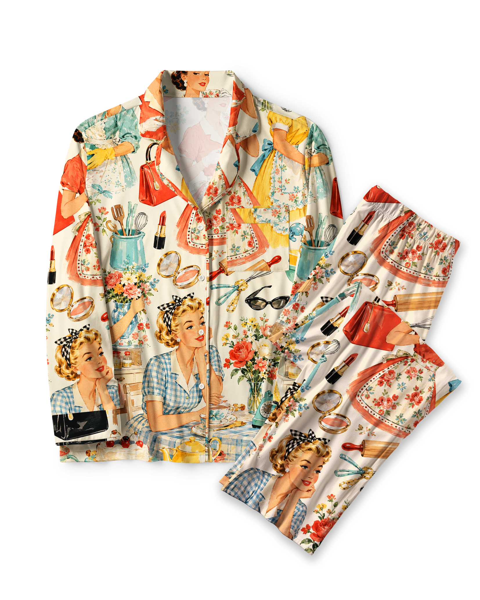 TheRetroTee  Housewife Pinup Vintage Pajama Set