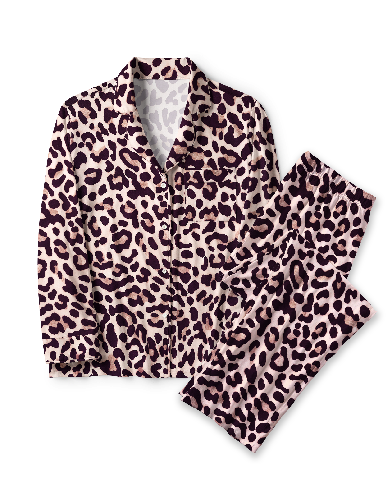 TheRetroTee Dusty Purple Leopard Vintage Pajama Set