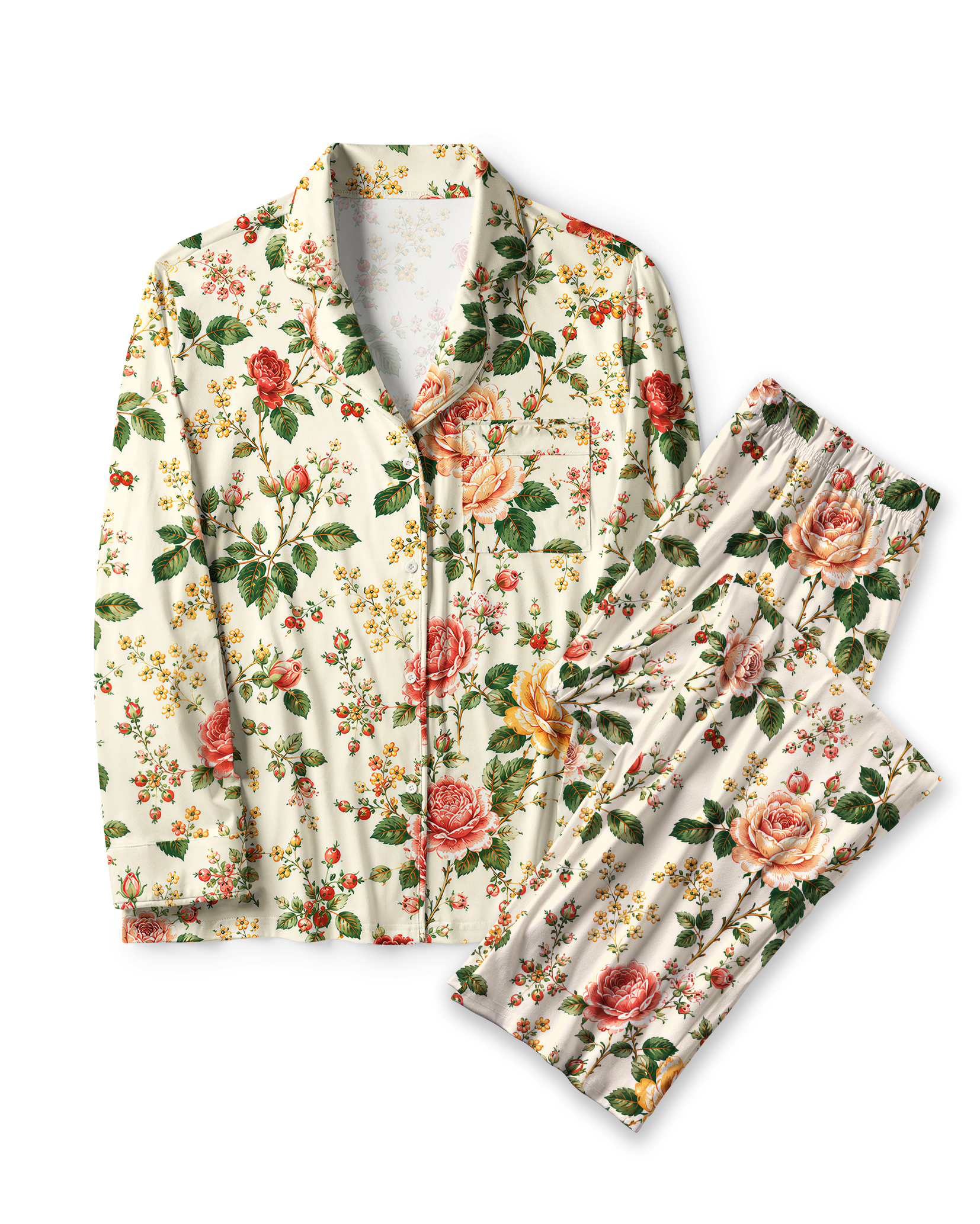 TheRetroTee Victorian Rose Garden Vintage Pajama Set