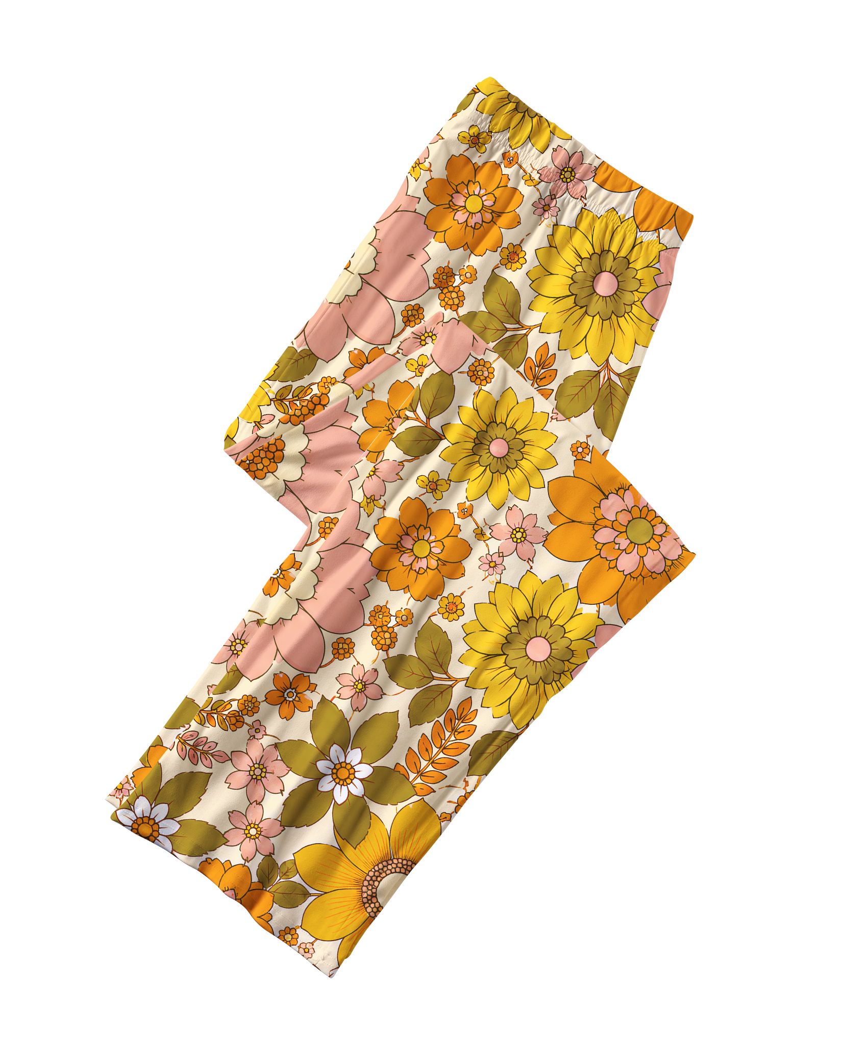 TheRetroTee 70s Retro Daisy Bloom Vintage Pajama Set