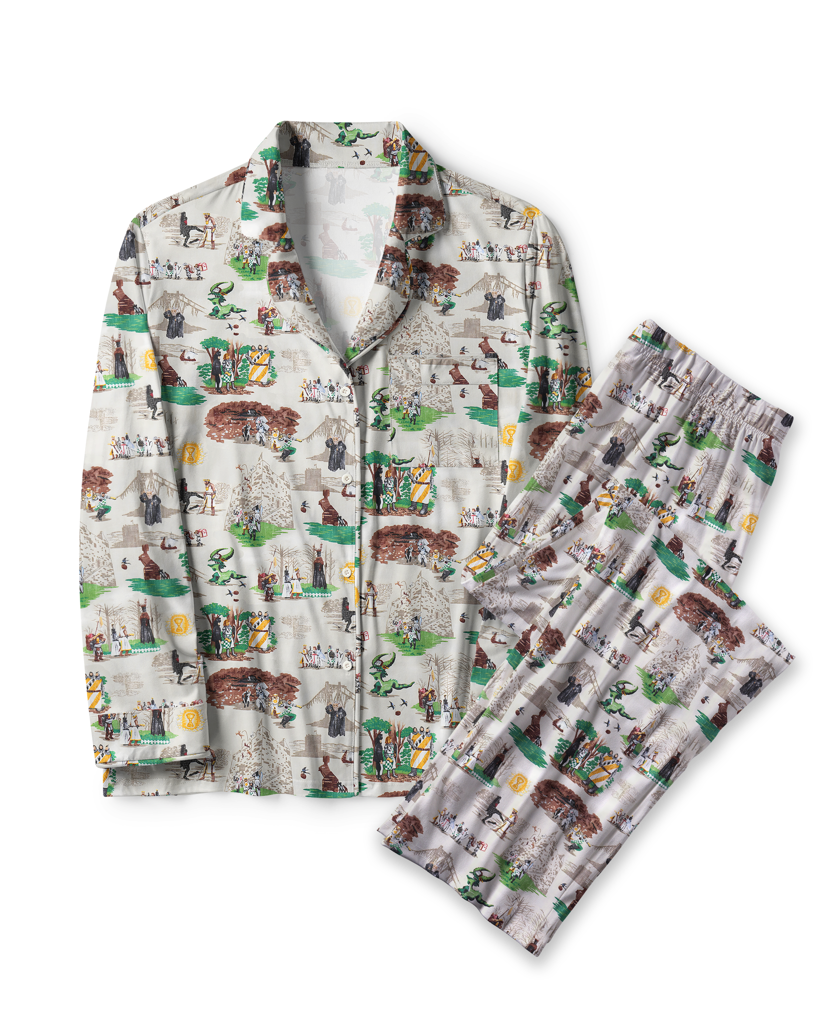 TheRetroTee Medieval Tale Scene Vintage Pajama Set