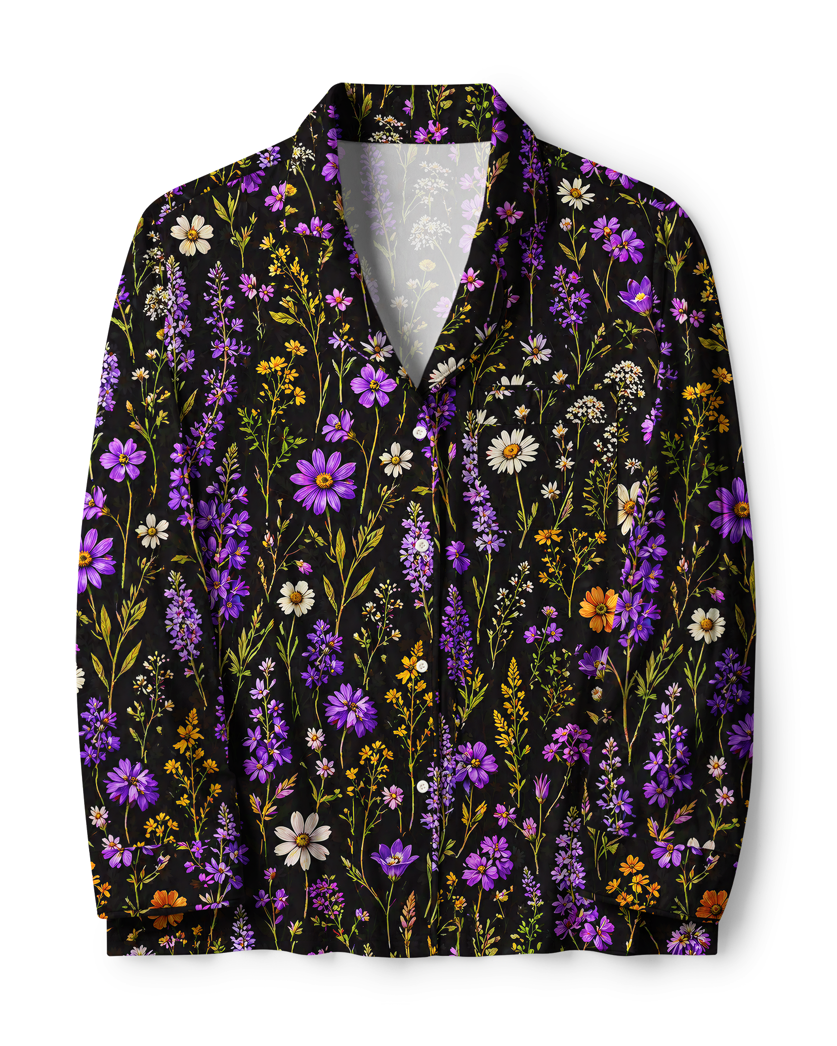 TheRetroTee Dark Purple Wild Meadow Vintage Pajama Set