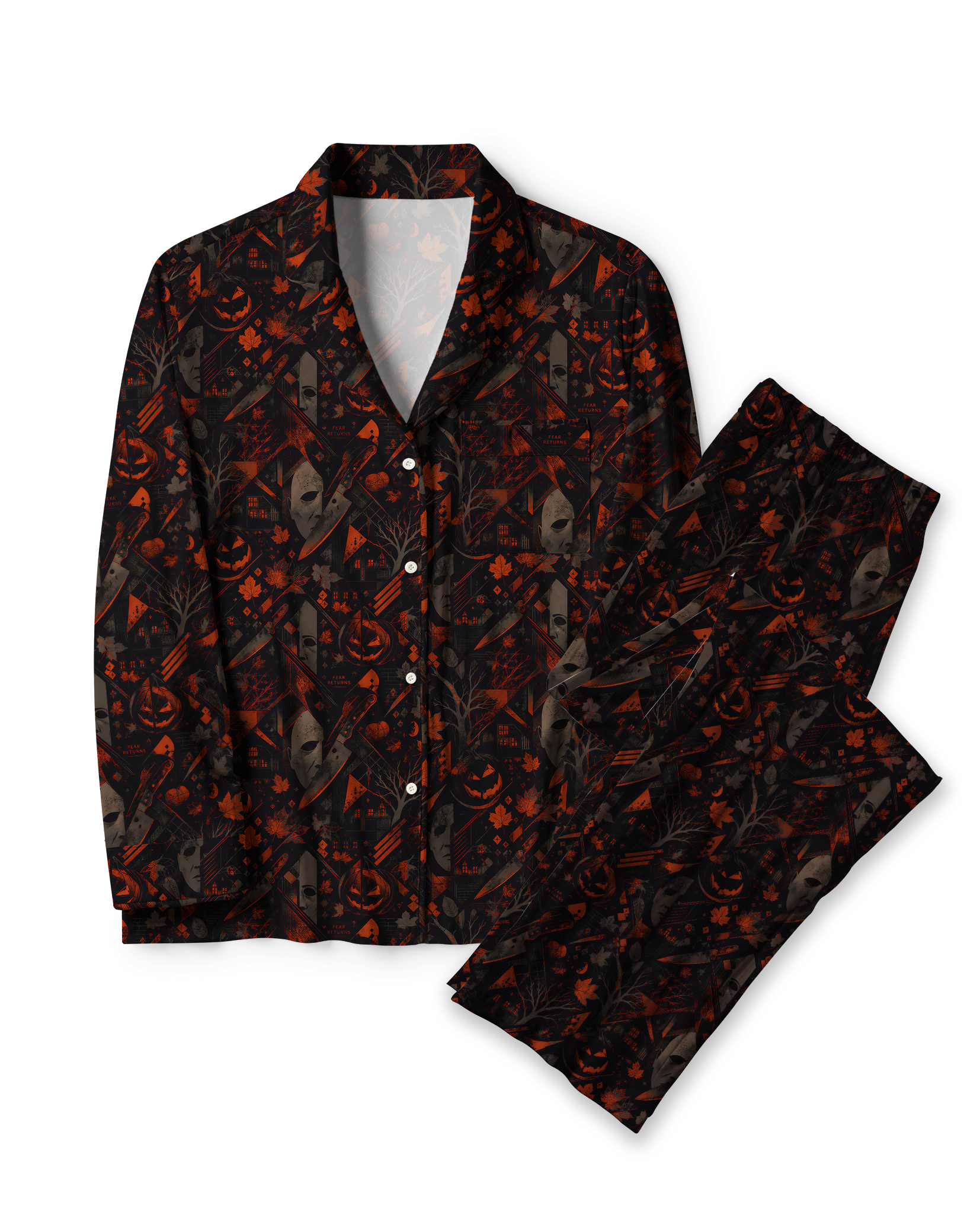 TheRetroTee Spooky Halloween Night Vintage Pajama Set