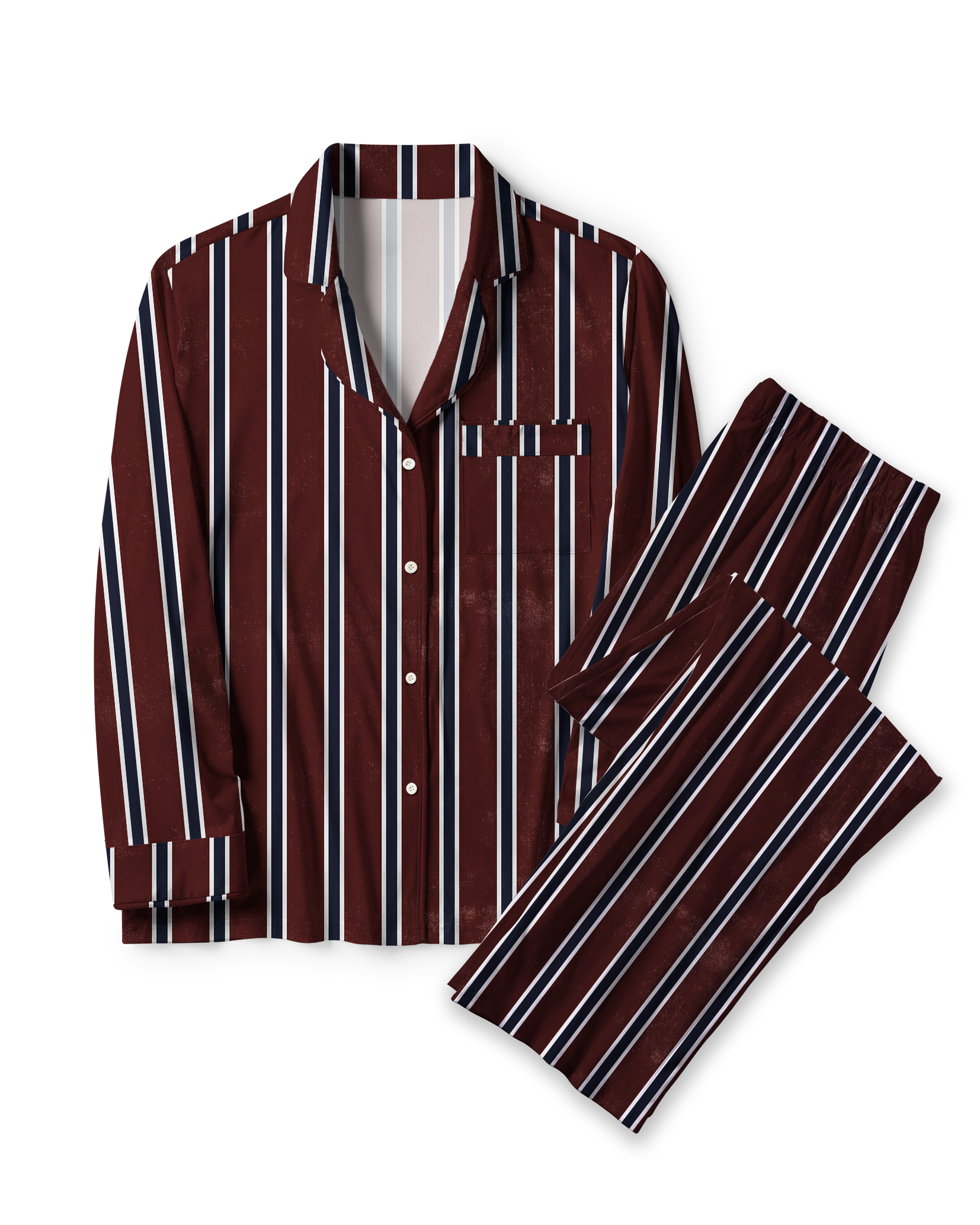TheRetroTee Burgundy Faded Stripe Vintage Pajama Set