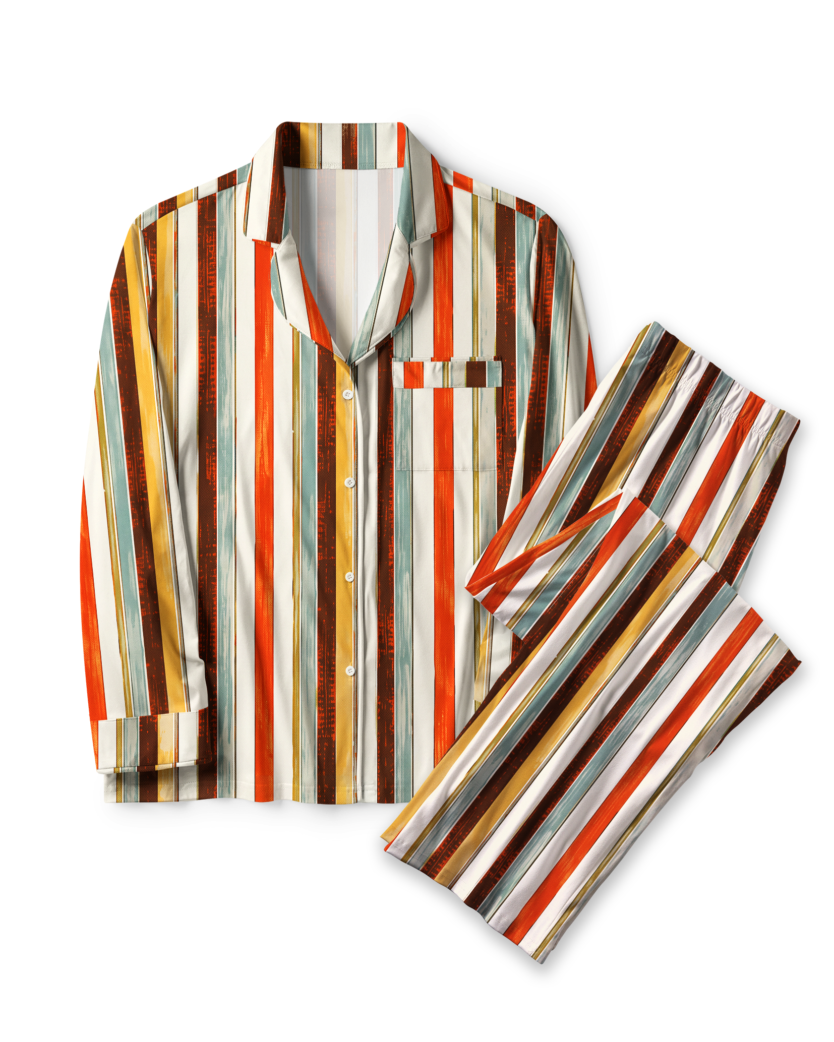 TheRetroTee Painted Retro Multistripe Vintage Pajama Set