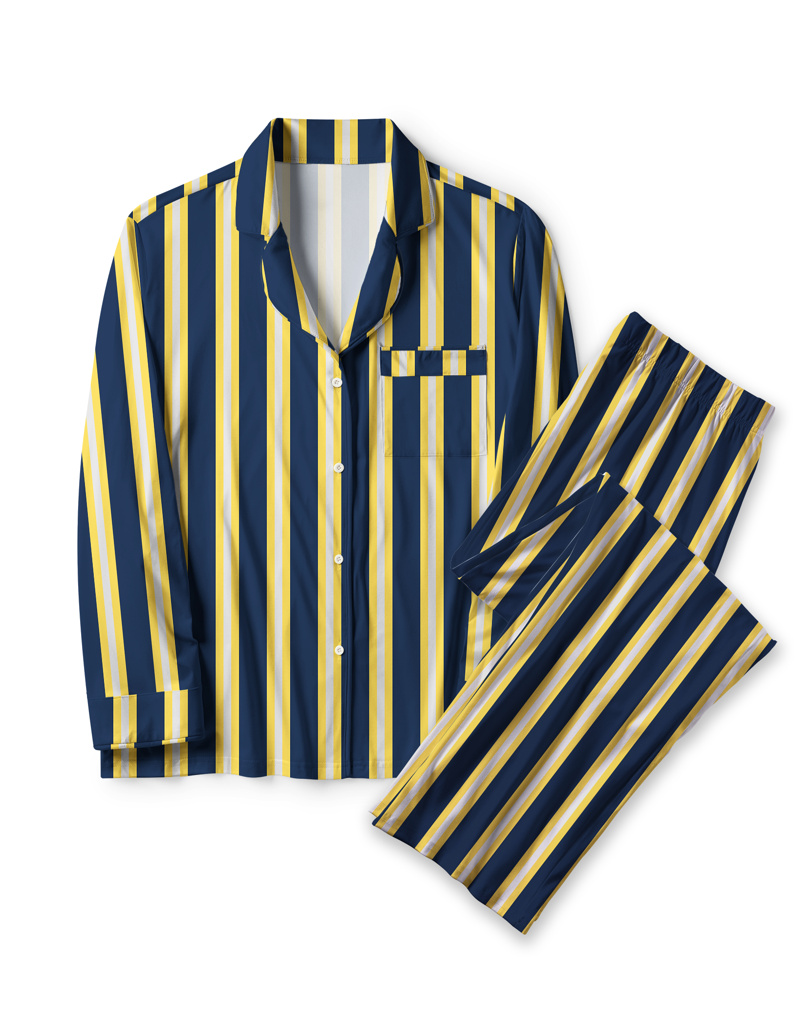 TheRetroTee Navy Golden Cream Stripe Vintage Pajama Set
