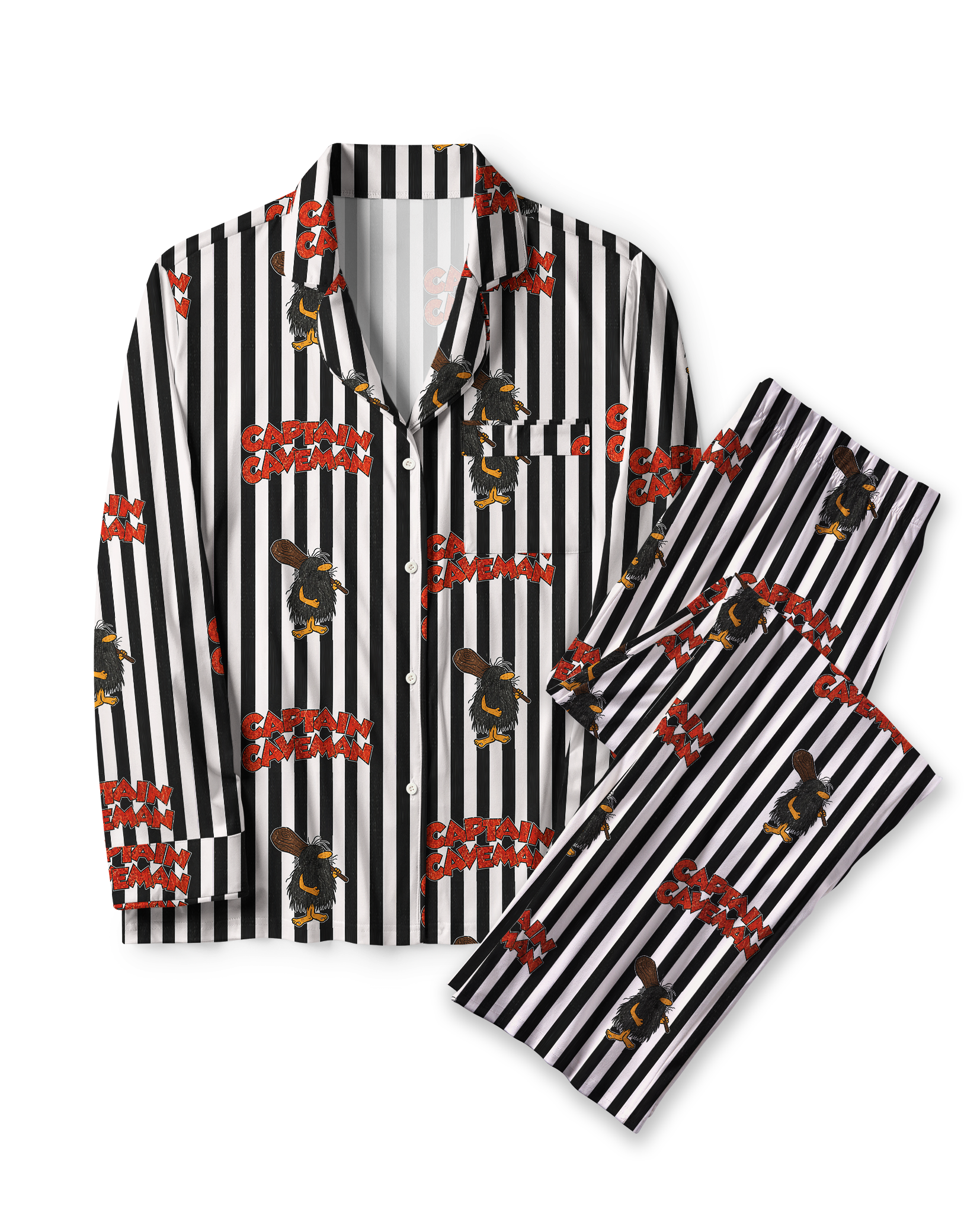 TheRetroTee Captain Caveman Stripe Vintage Pajama Set