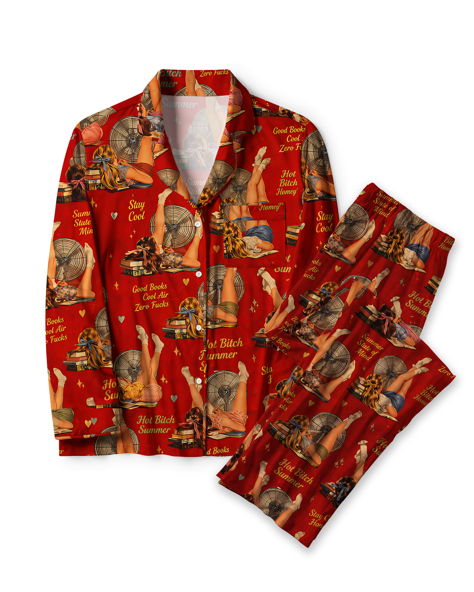 TheRetroTee Summer Pin Up Girl Vintage Pajama Set