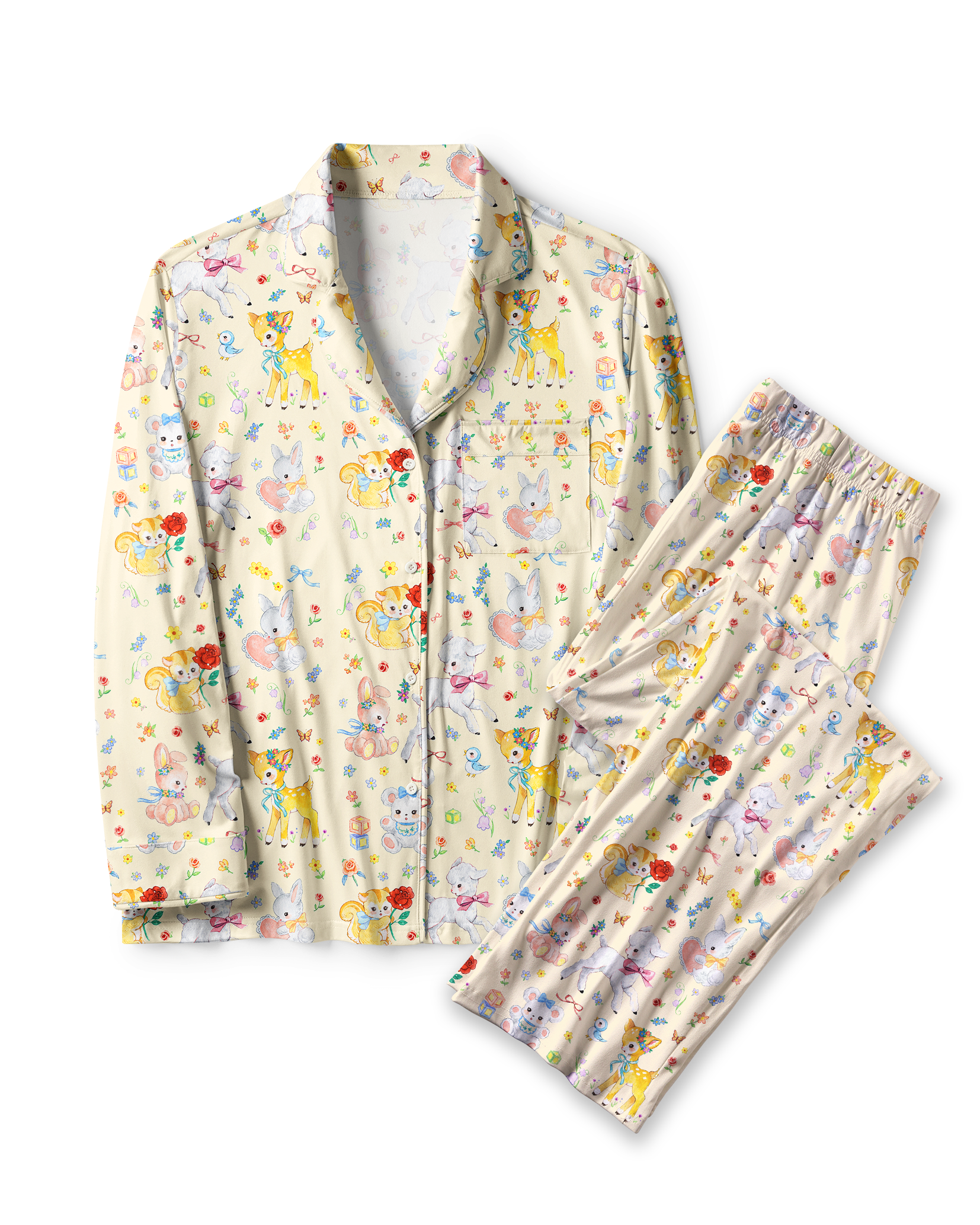 TheRetroTee Cute Forest Baby Animal Vintage Pajama Set