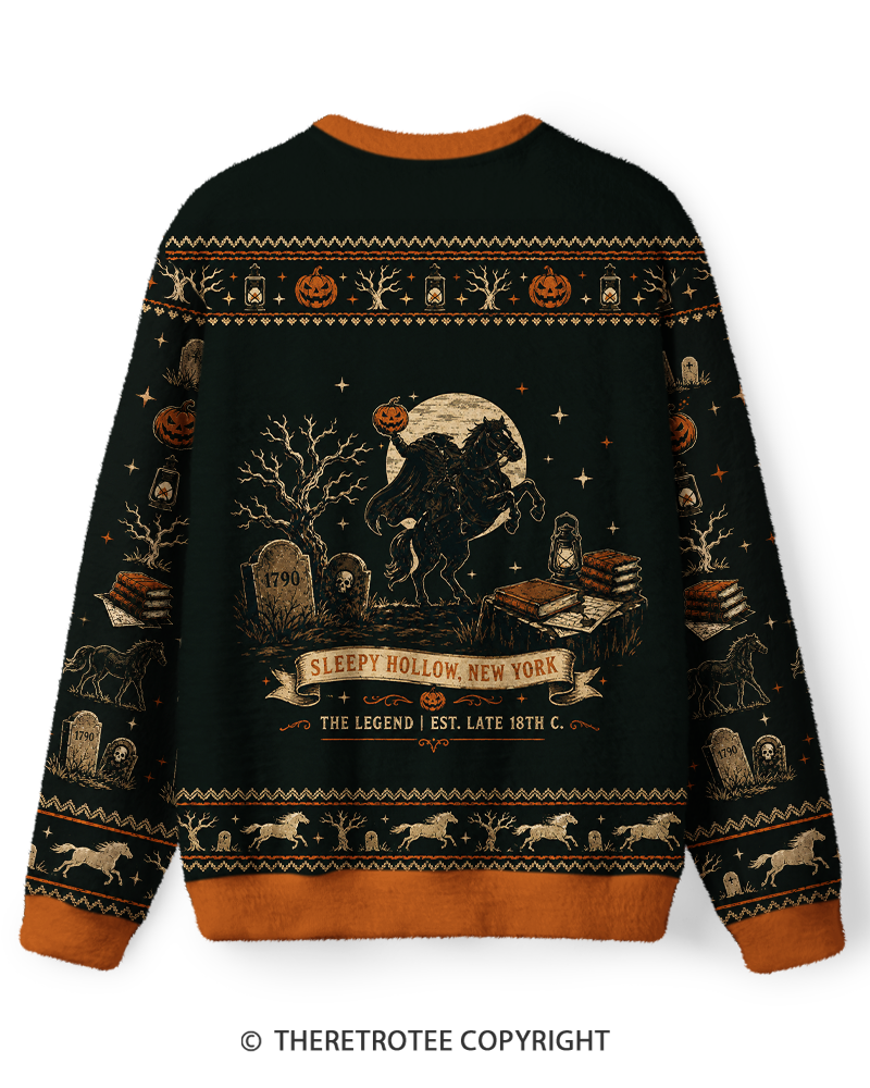 TheRetroTee Beware The Horseman Vintage Halloween Sweater