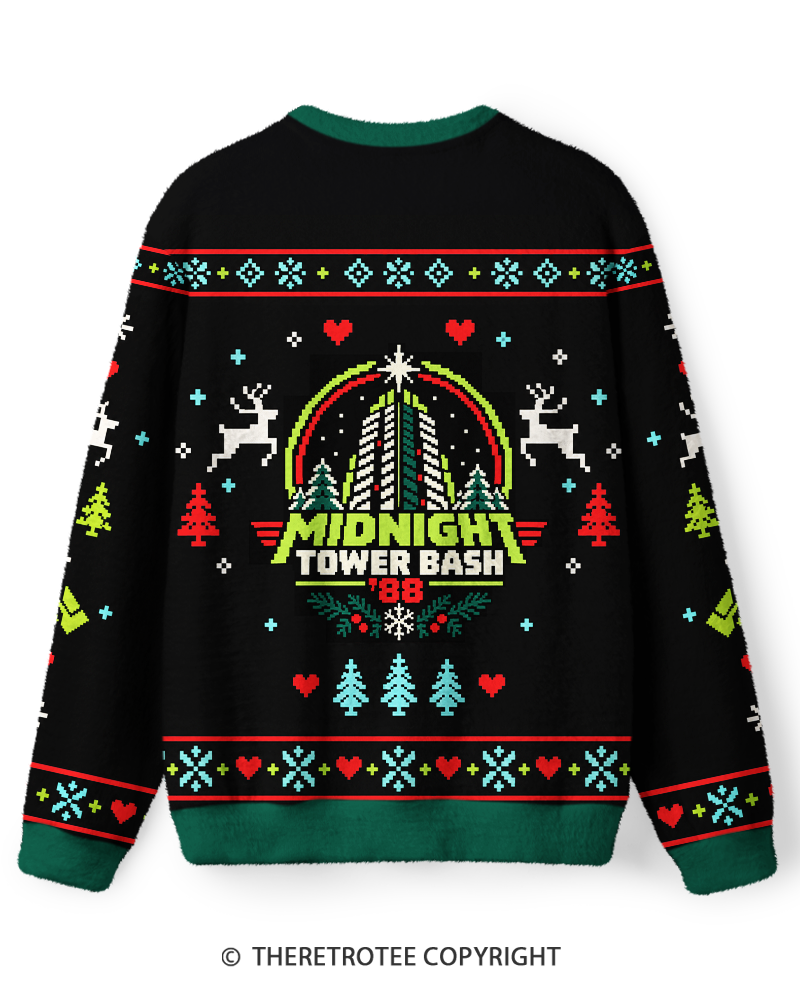 TheRetroTee Midnight Tower Bash 1980s Sweater