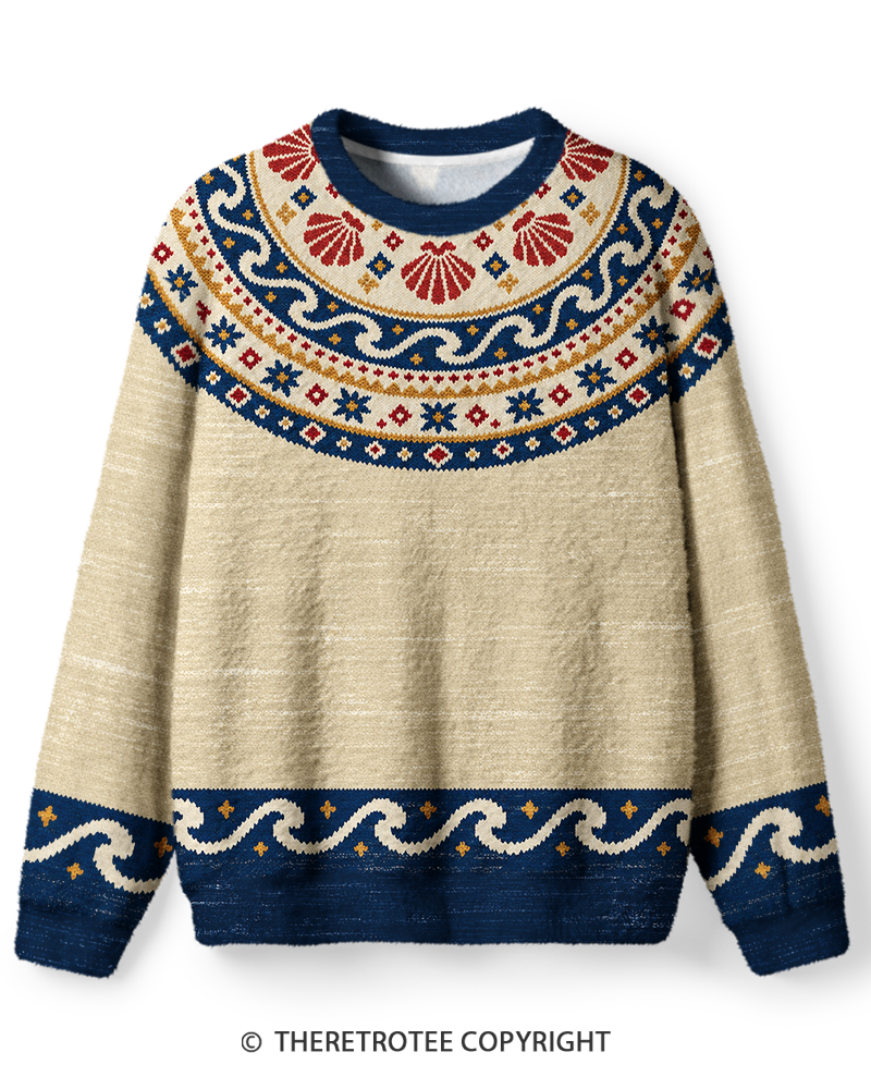 TheRetroTee Vintage 1970s Seaside Shell Sweater