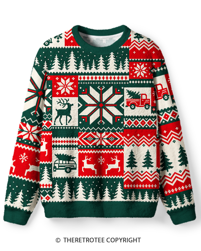 TheRetroTee Vintage Christmas Patchwork Sweater