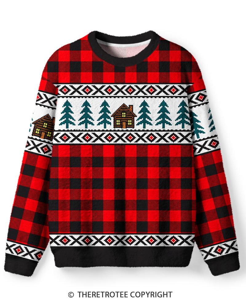TheRetroTee Vintage Cabin Plaid Sweater