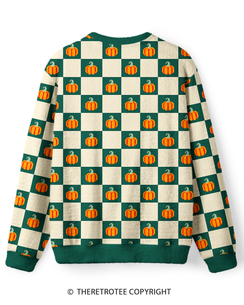 TheRetroTee Vintage Pumpkin Check Sweater