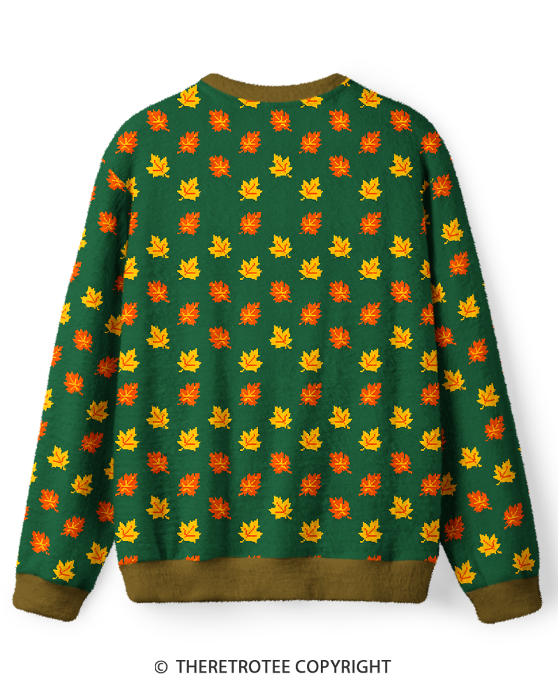 TheRetroTee Pixel Autumn Maple Leaf Sweater